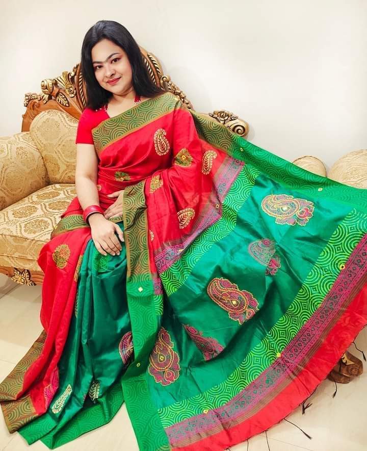 Handprint half-silk saree_img_0