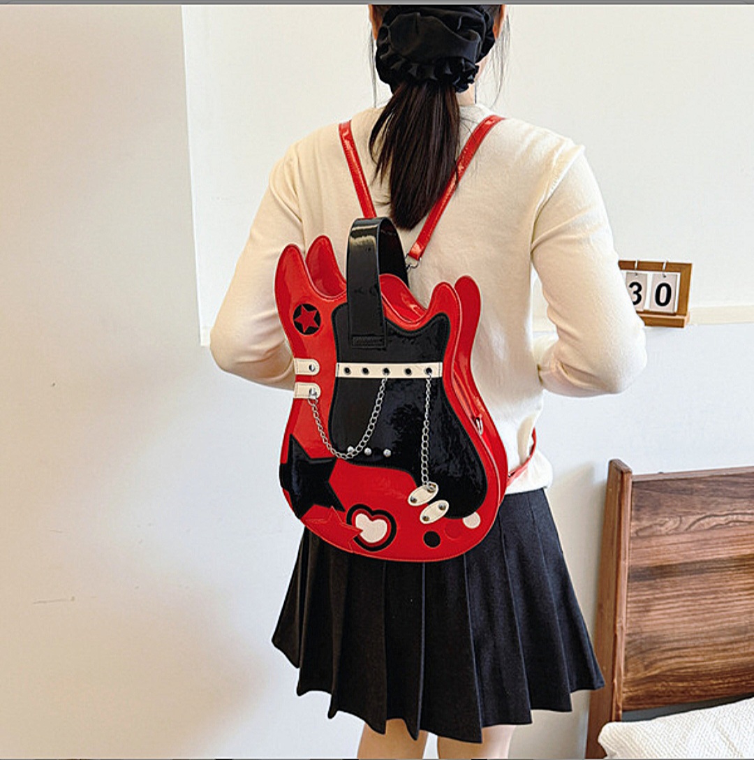 Cross-Border Trendy Shoulder Bag || American Fashion Guitar Style Backpack_img_1