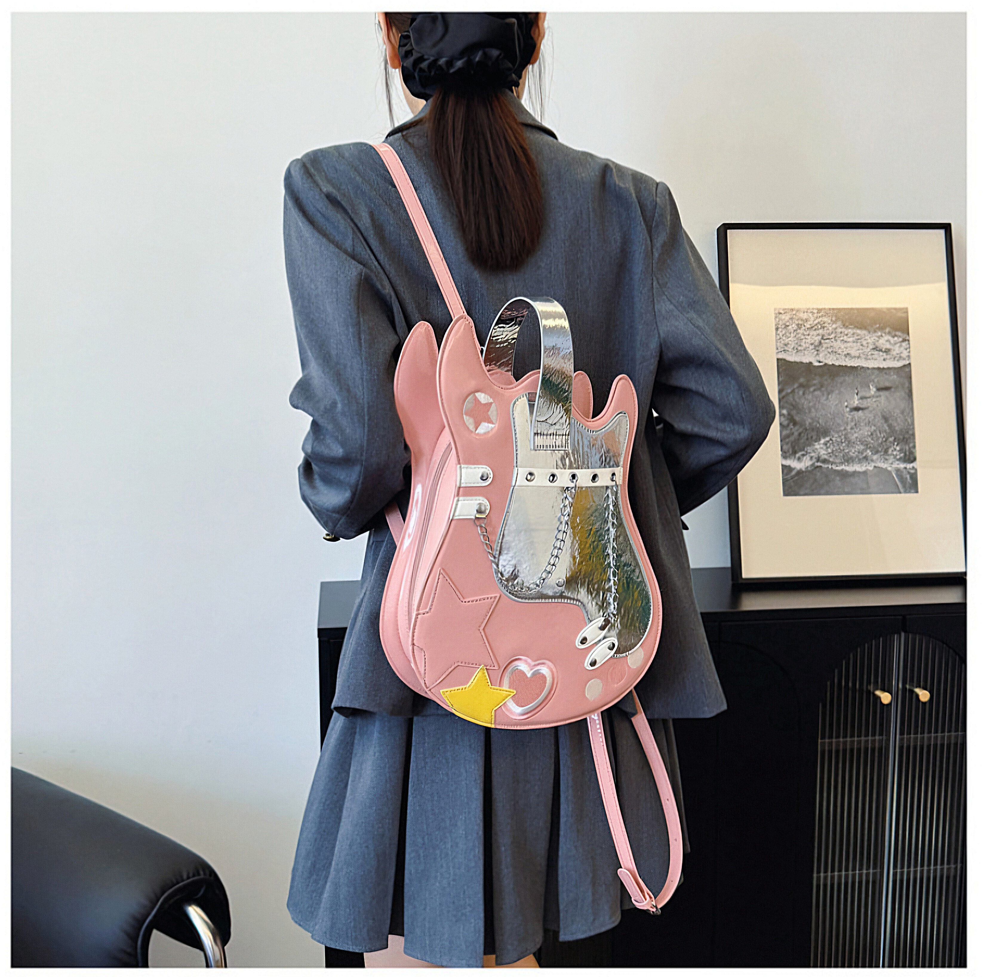 Cross-Border Trendy Shoulder Bag || American Fashion Guitar Style Backpack_img_4