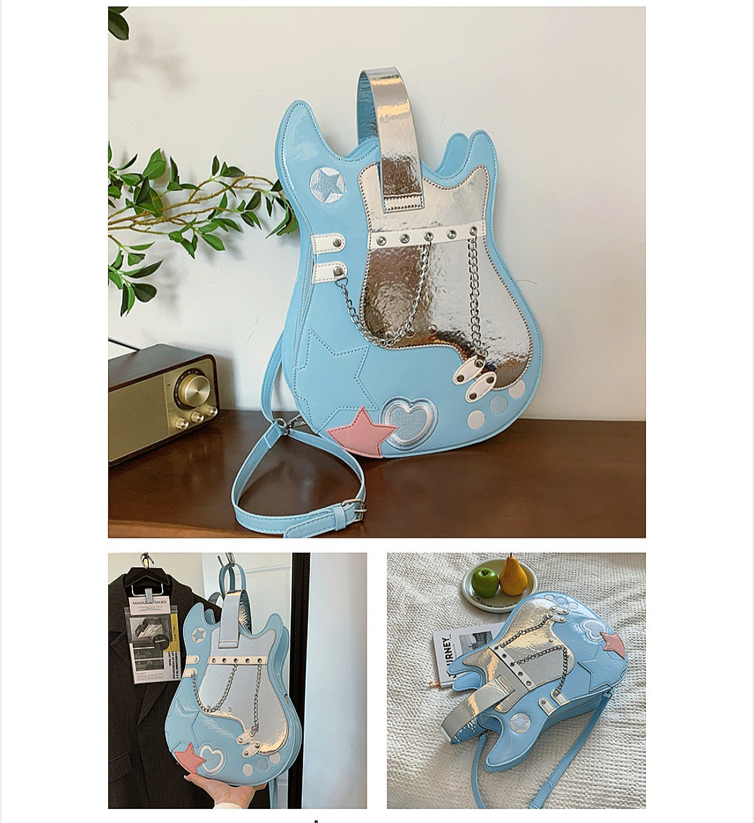 Cross-Border Trendy Shoulder Bag || American Fashion Guitar Style Backpack_img_7