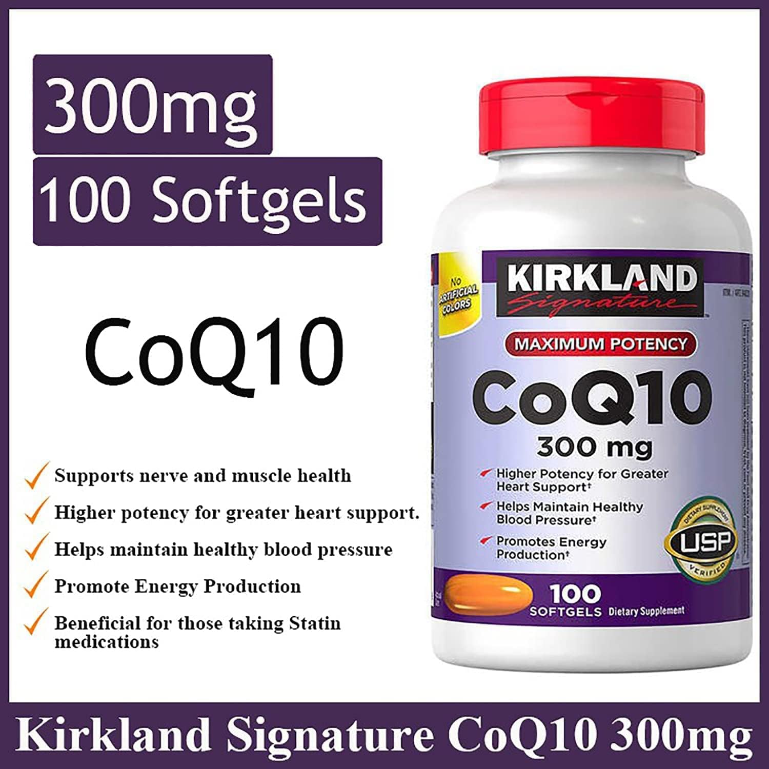 Kirkland Signature CoQ10 300 mg - 100 Softgels - Made in USA_img_2