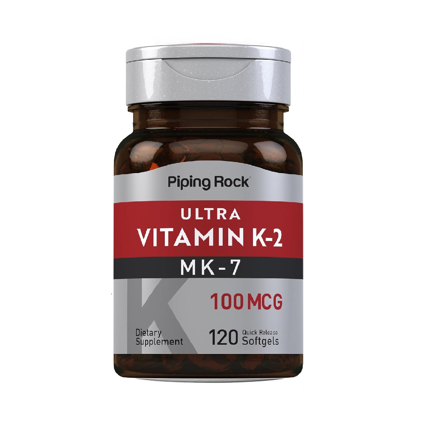Piping Rock Vitamin K2 MK7 100 mcg - 120 Softgels - Made in USA