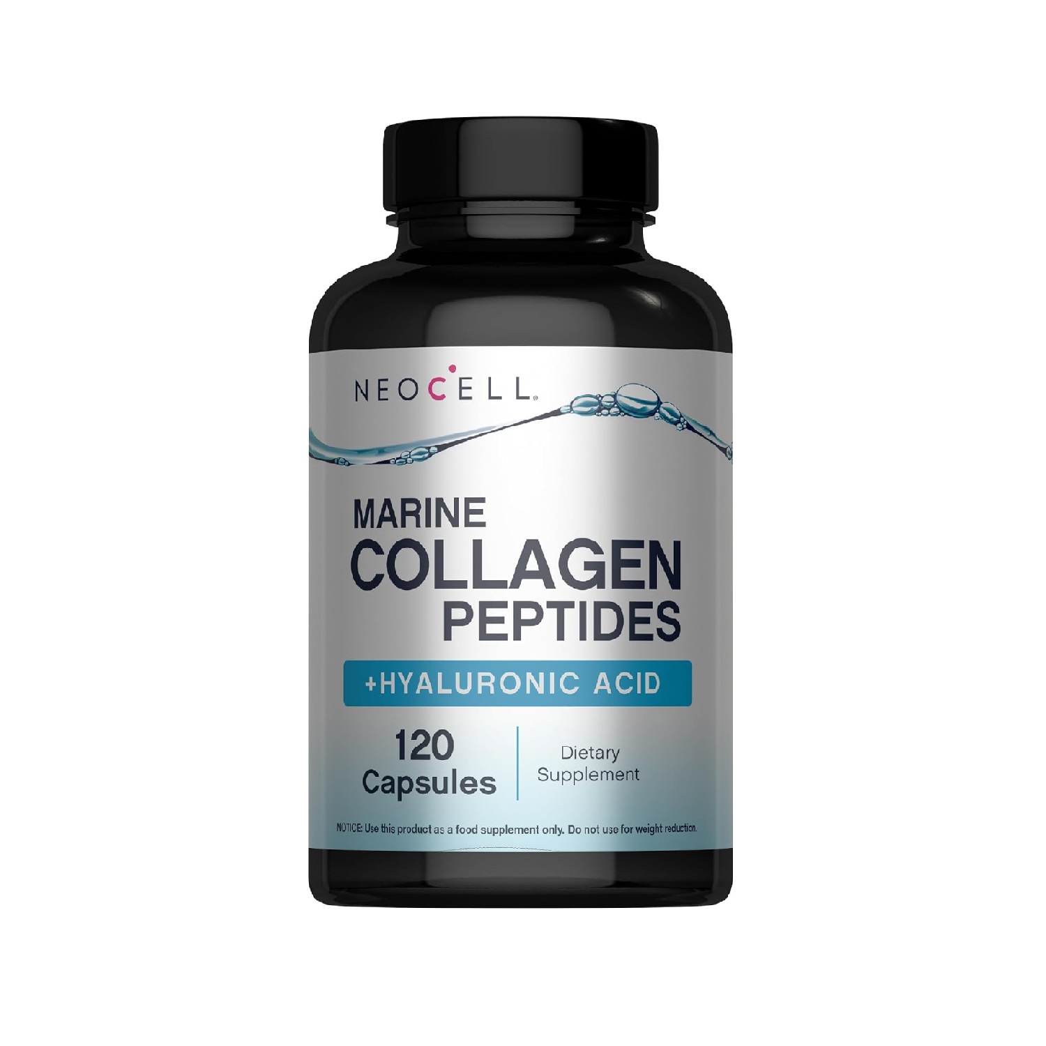 NeoCell Marine Collagen Peptides + Hyaluronic Acid Capsules - 120 Capsules - Made in USA