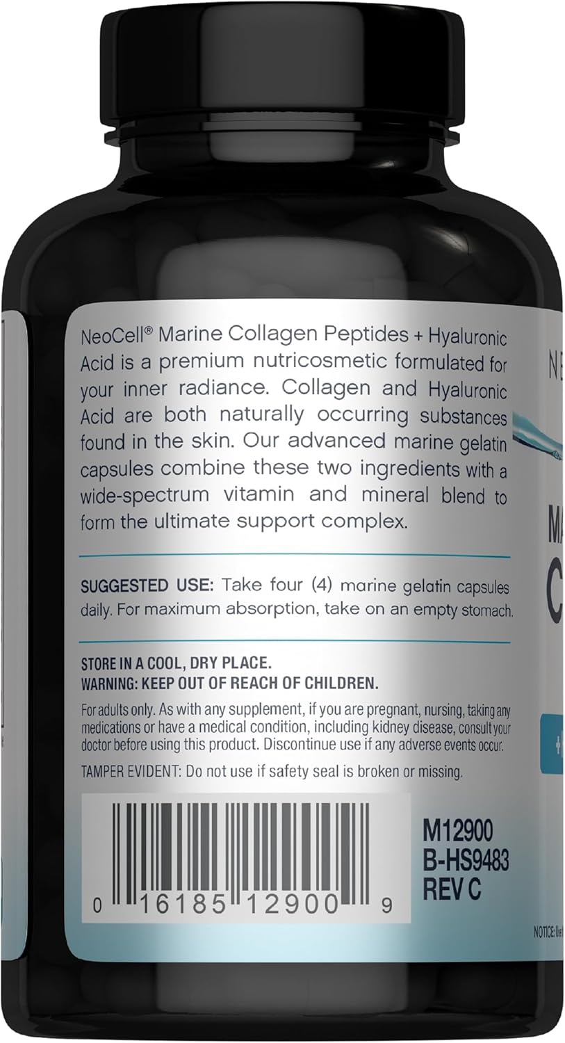 NeoCell Marine Collagen Peptides + Hyaluronic Acid Capsules - 120 Capsules - Made in USA_img_2