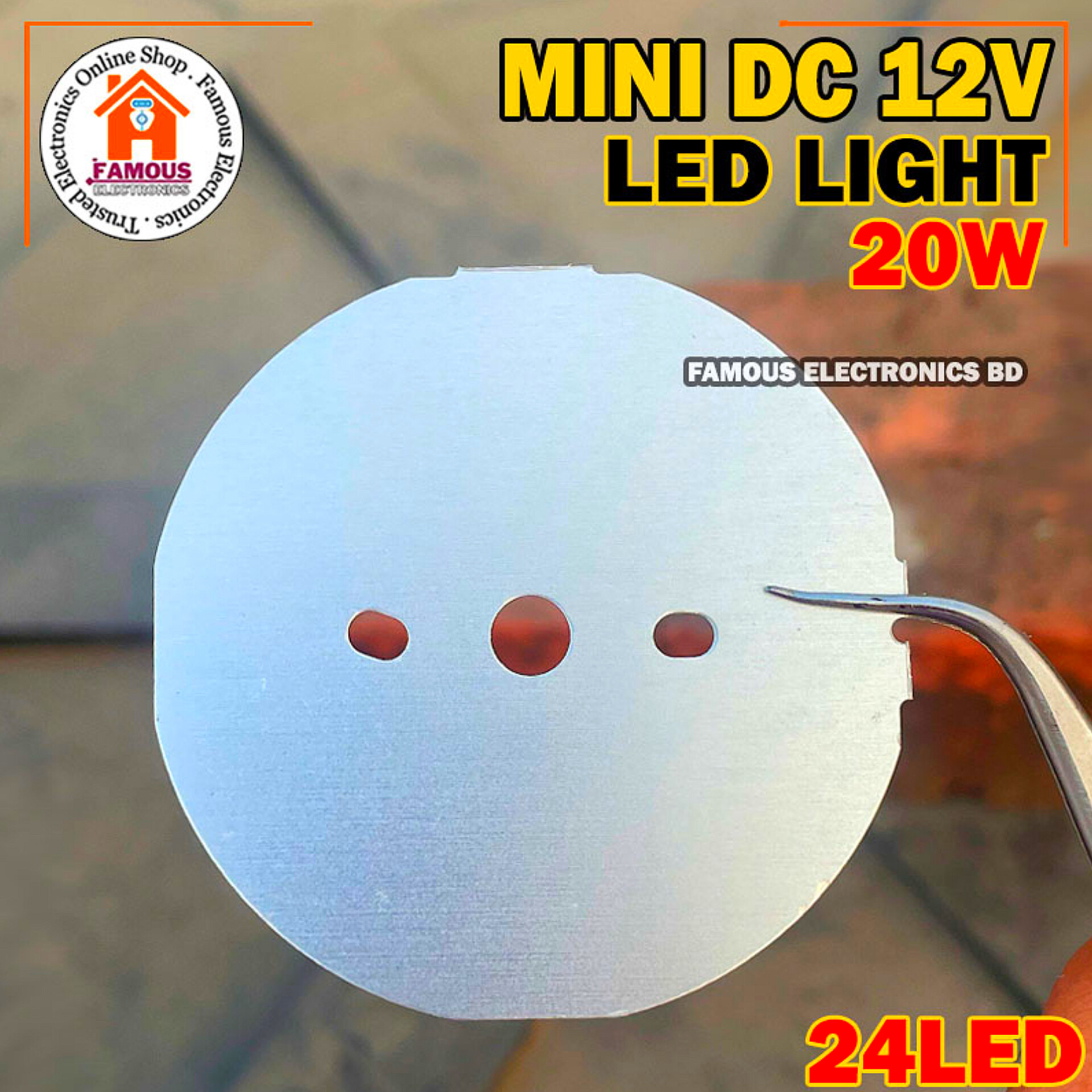 Solar DC 12V LED Lamp Plate 20W 24LED Round No Need Driver Smart Bulb Lamp For DIY Golden Color LED Floodlight Spotlight PCB Round shape DC 12 V LED Bulb Lamp Plate 20W Direct DC Led Light Plate_img_1
