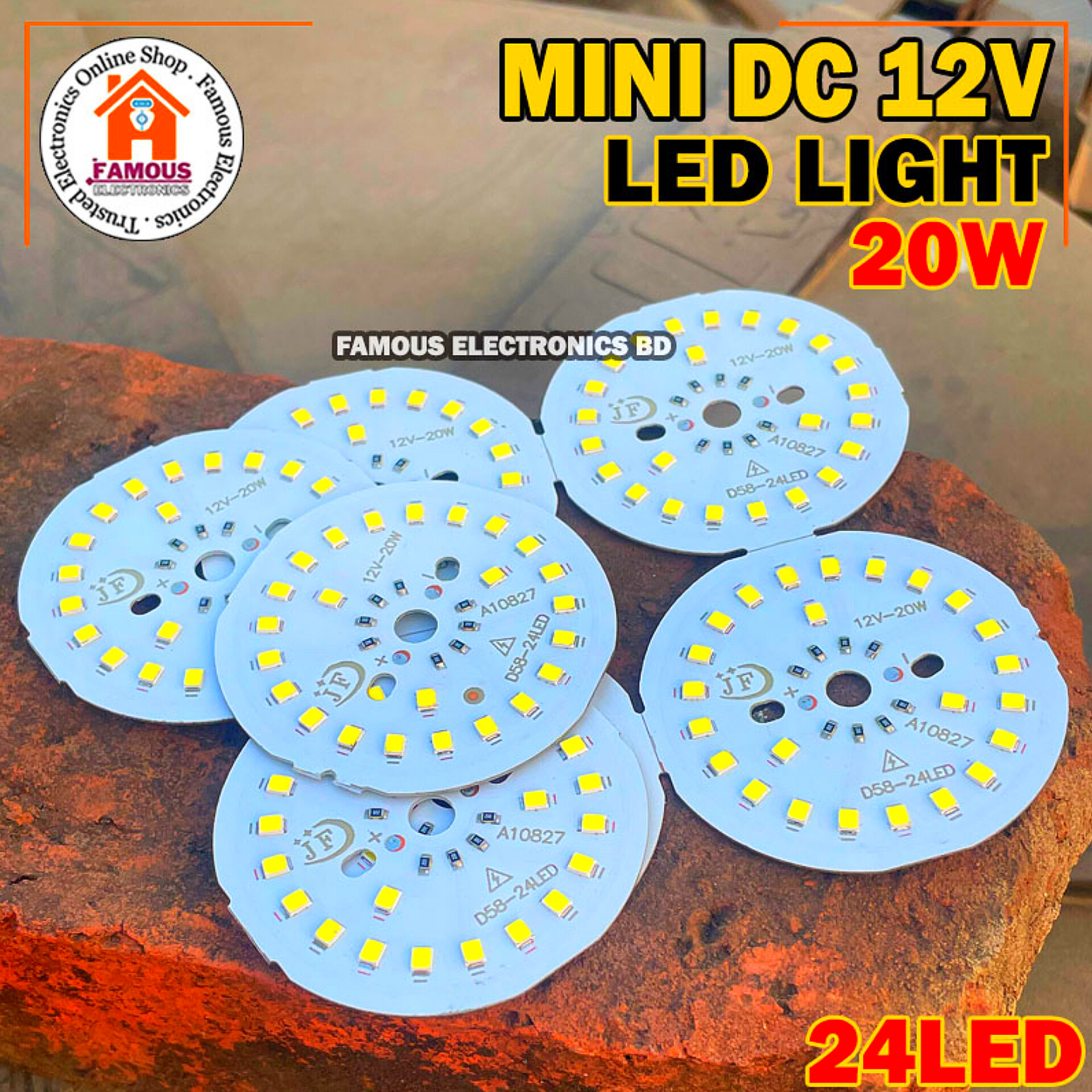 Solar DC 12V LED Lamp Plate 20W 24LED Round No Need Driver Smart Bulb Lamp For DIY Golden Color LED Floodlight Spotlight PCB Round shape DC 12 V LED Bulb Lamp Plate 20W Direct DC Led Light Plate_img_3