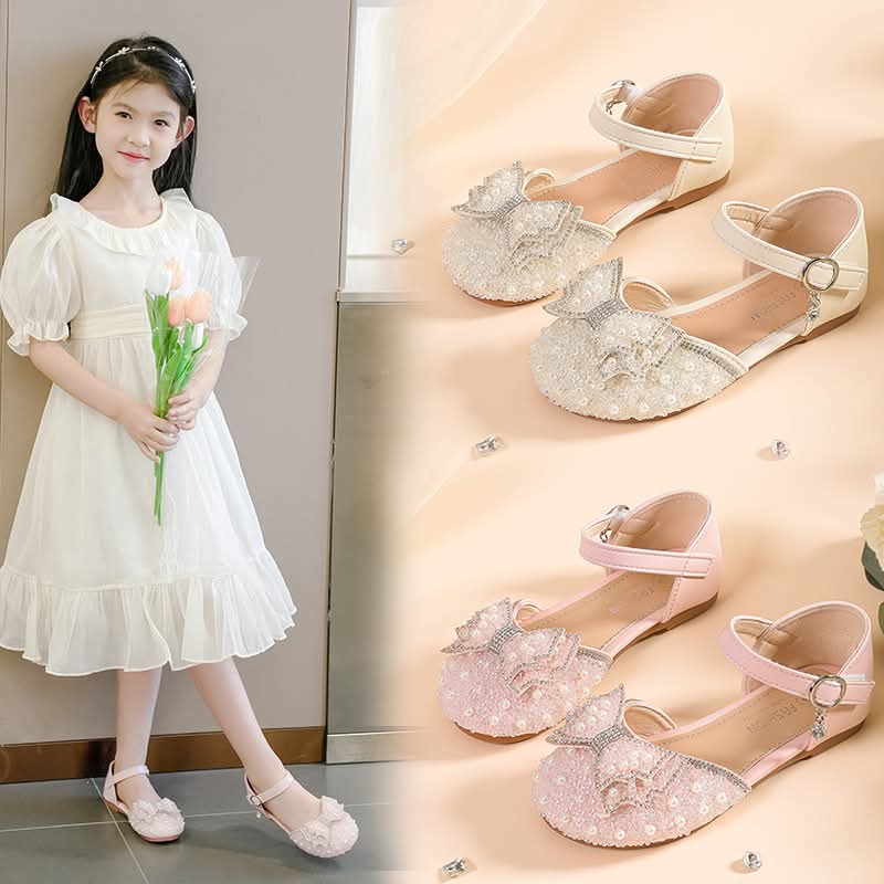 Kids Girls Pearl Bow Princess Shoes (2 years to 8.5 years)