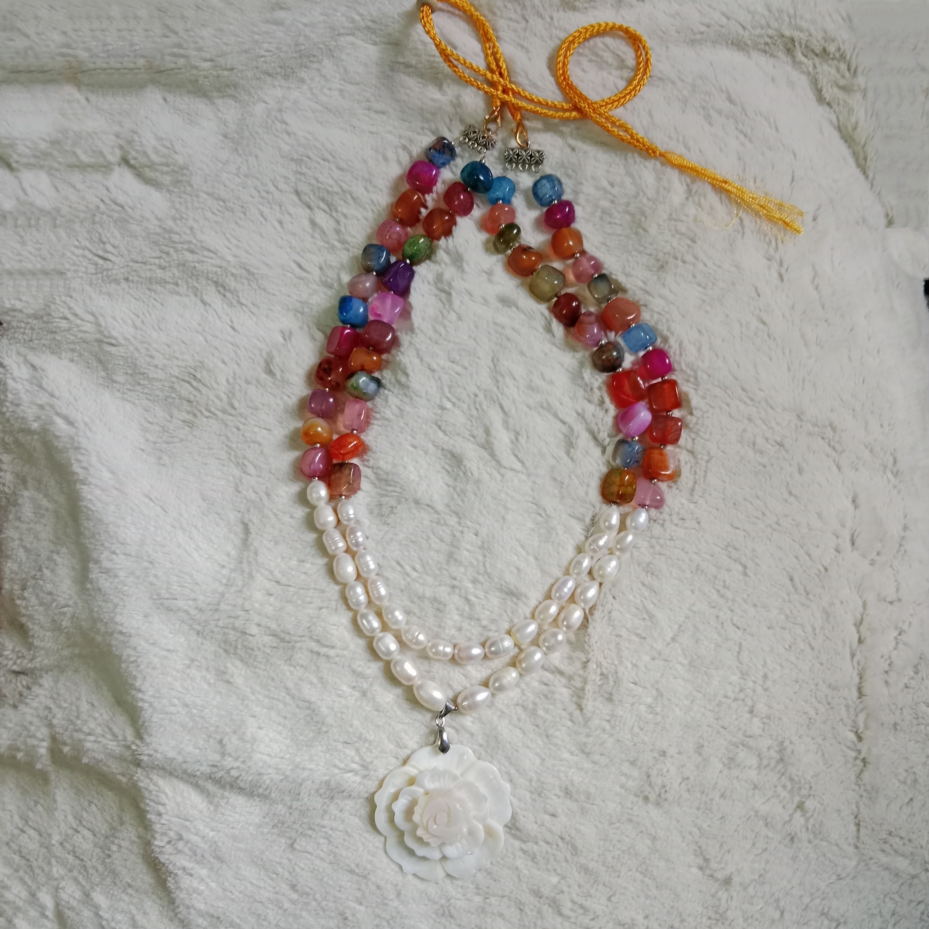 2 Layer Pearl & Stone combination neckpiece_img_0