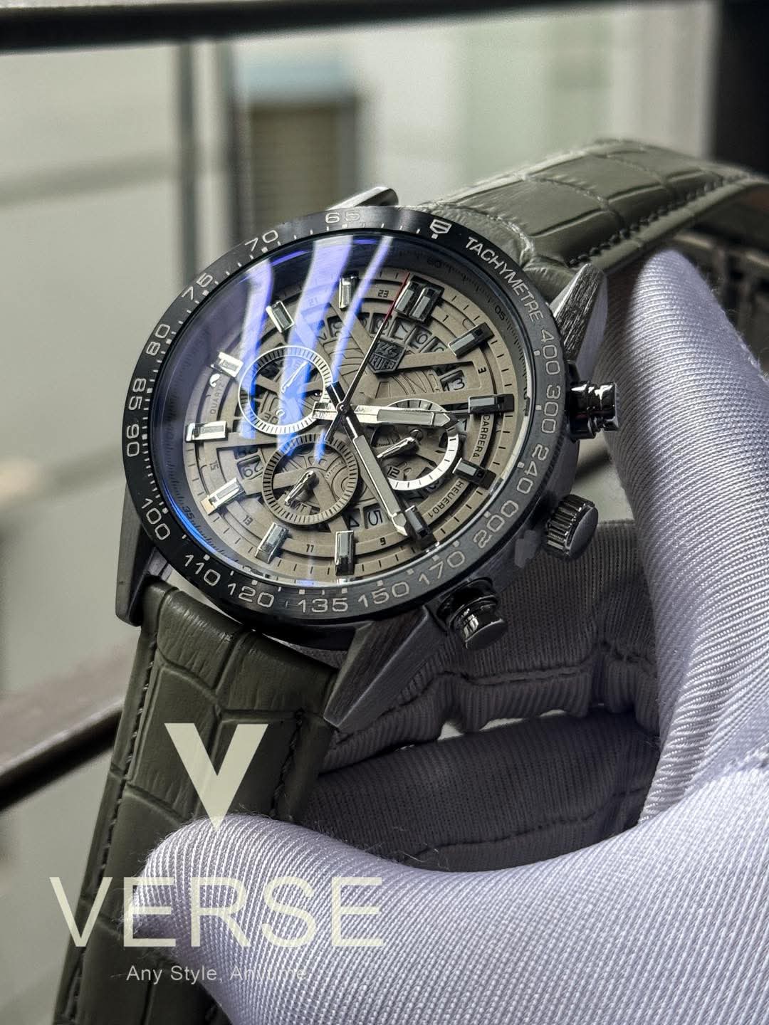 Tag heuer 100m grey belt silver case grey dial