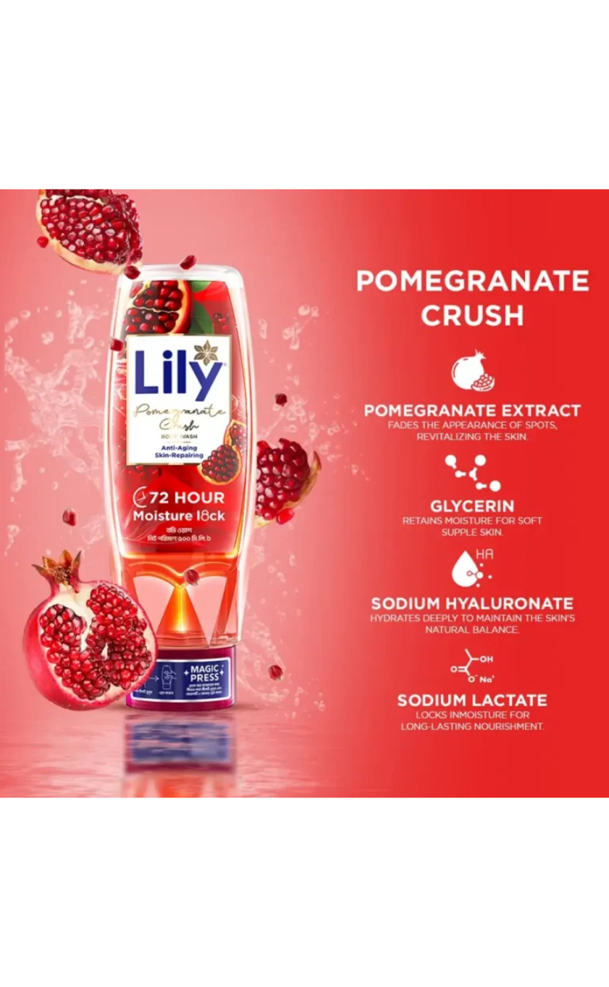 Lily Pomegranate Crush Body Wash 500ml - Image 2