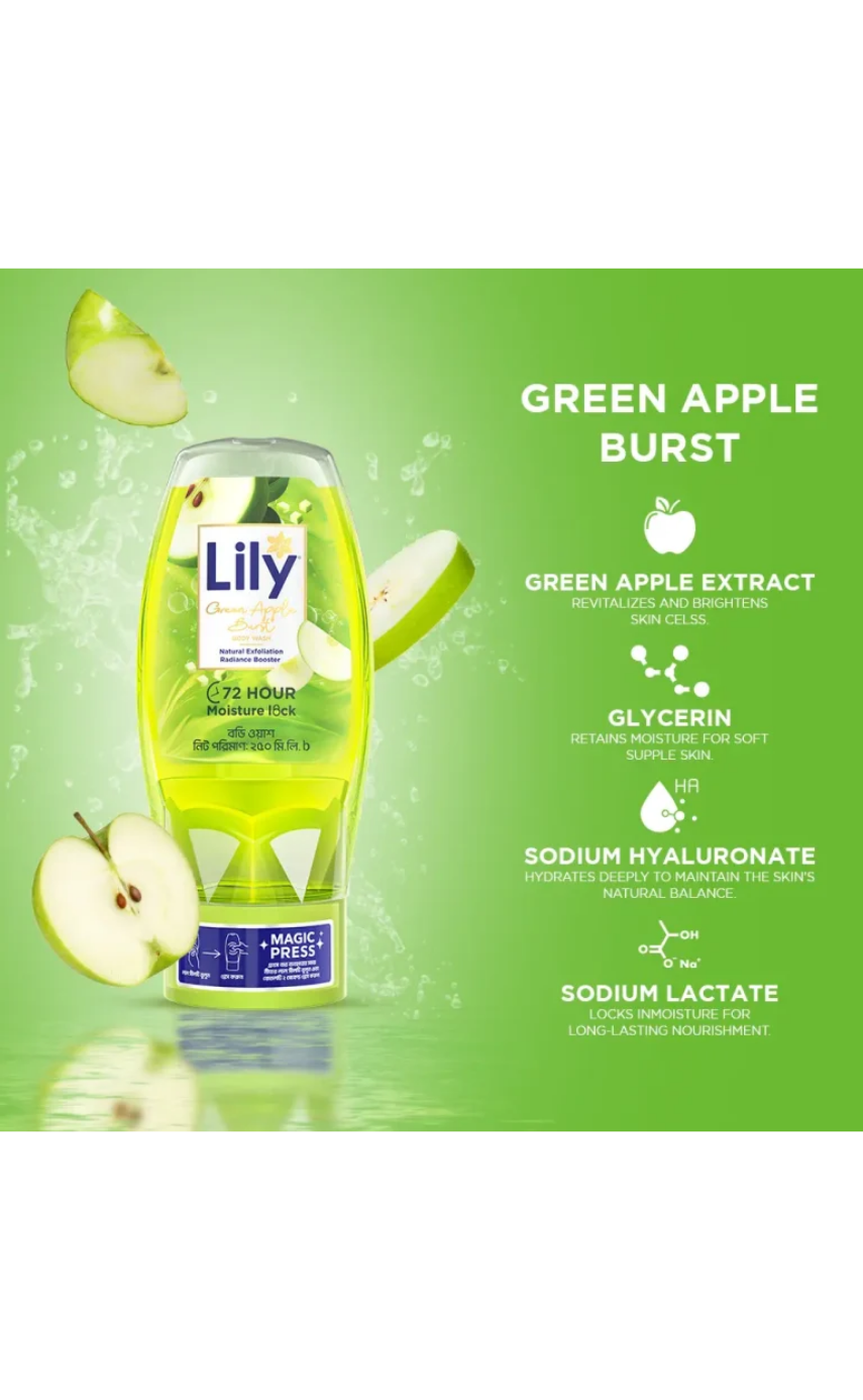 Lily Green Apple Burst Body Wash 250ml - Image 3