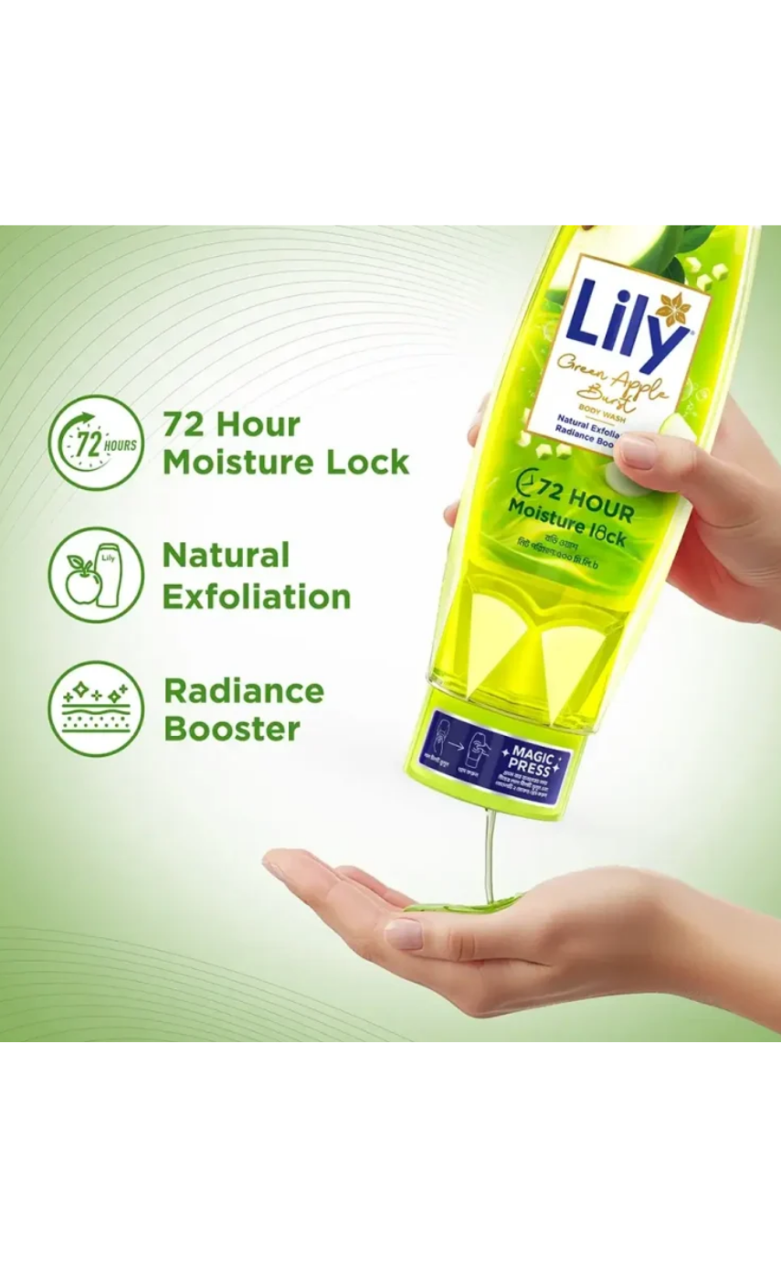 Lily Green Apple Burst Body Wash 500ml - Image 2