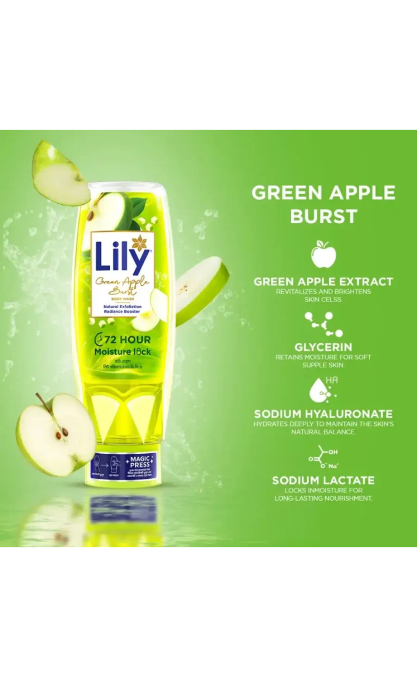 Lily Green Apple Burst Body Wash 500ml - Image 3