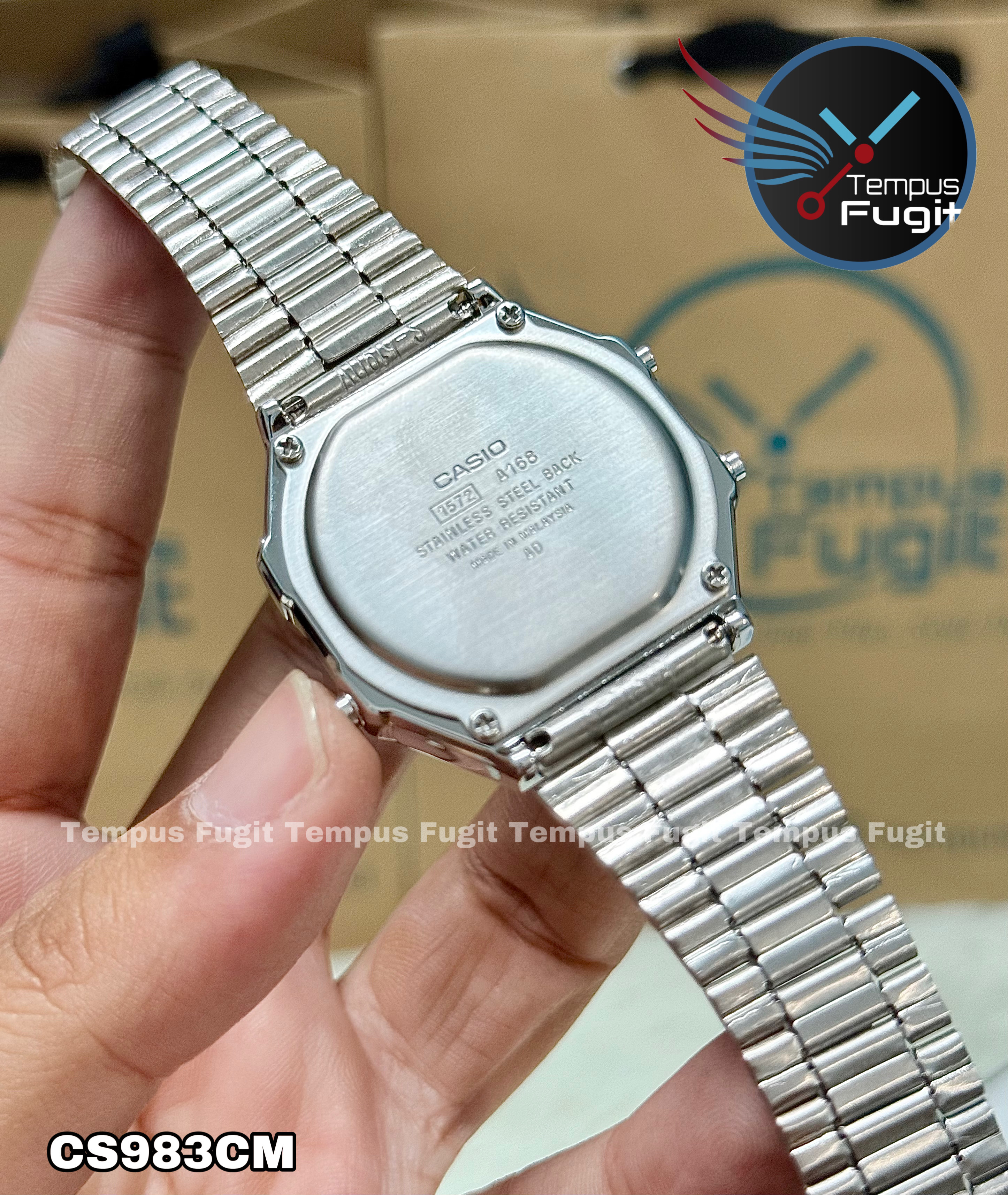 Casio 1572 A168 AAA Grade Unisex Watch- Black Dial- Silver Bezel- Silver Chain- TF Code CS983CM_img_6