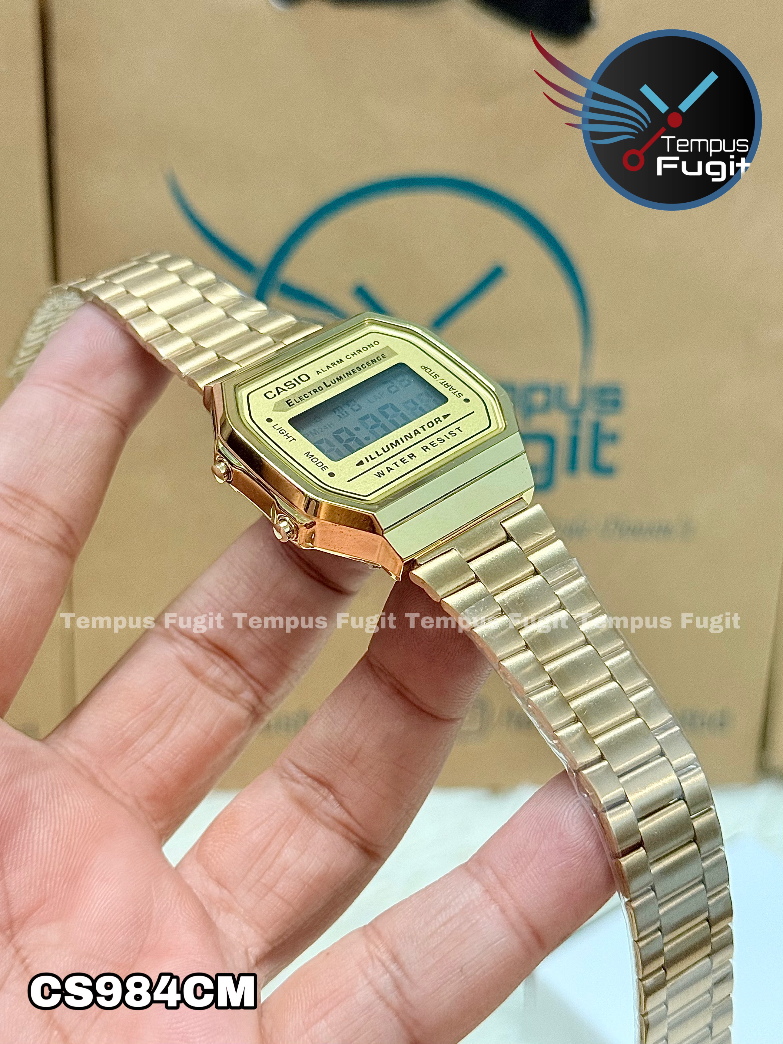 Casio 1572 A168 AAA Grade Unisex Watch- Golden Dial- Golden Bezel- Golden Chain- TF Code CS984CM_img_2