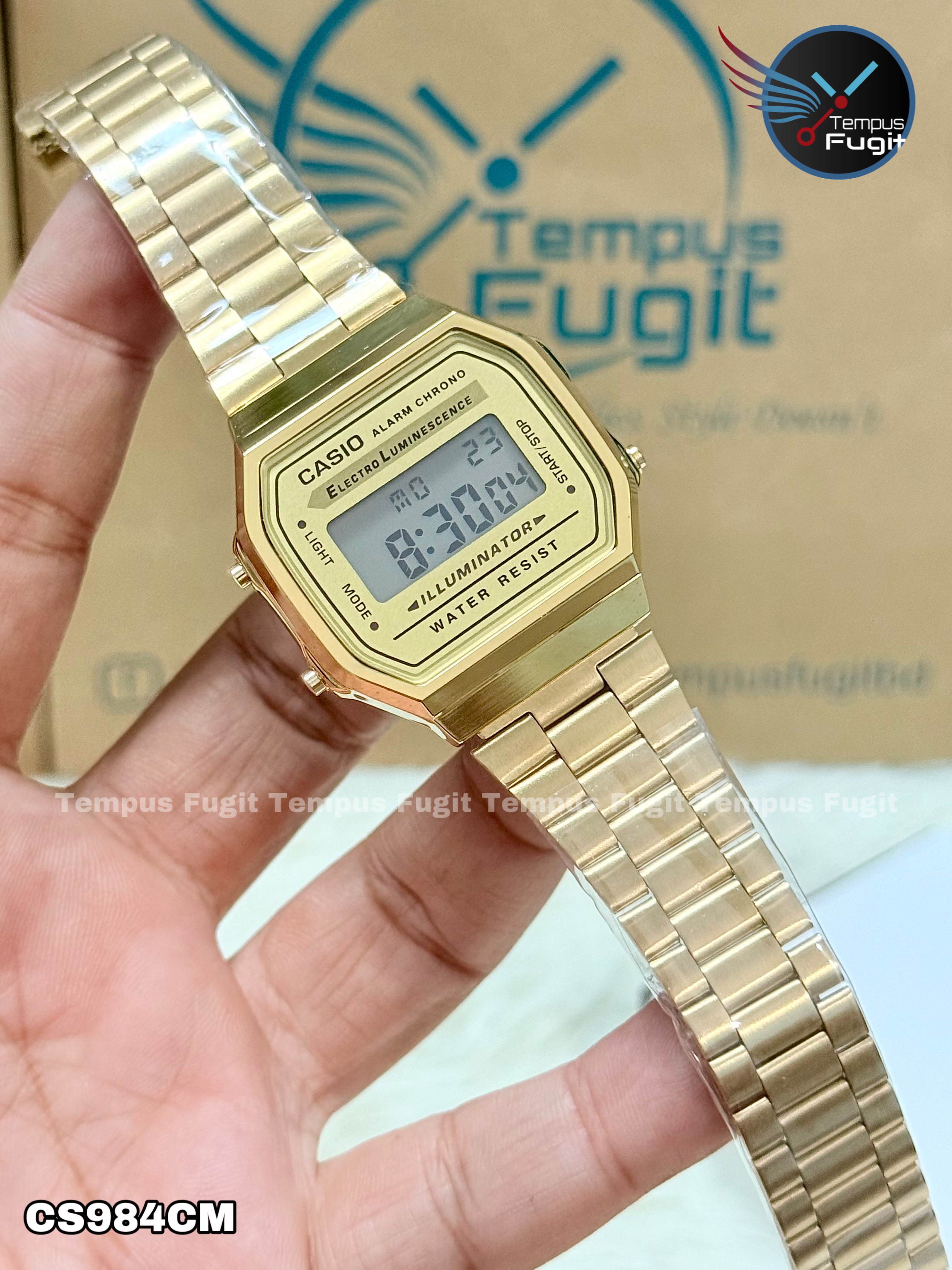 Casio 1572 A168 AAA Grade Unisex Watch- Golden Dial- Golden Bezel- Golden Chain- TF Code CS984CM_img_0