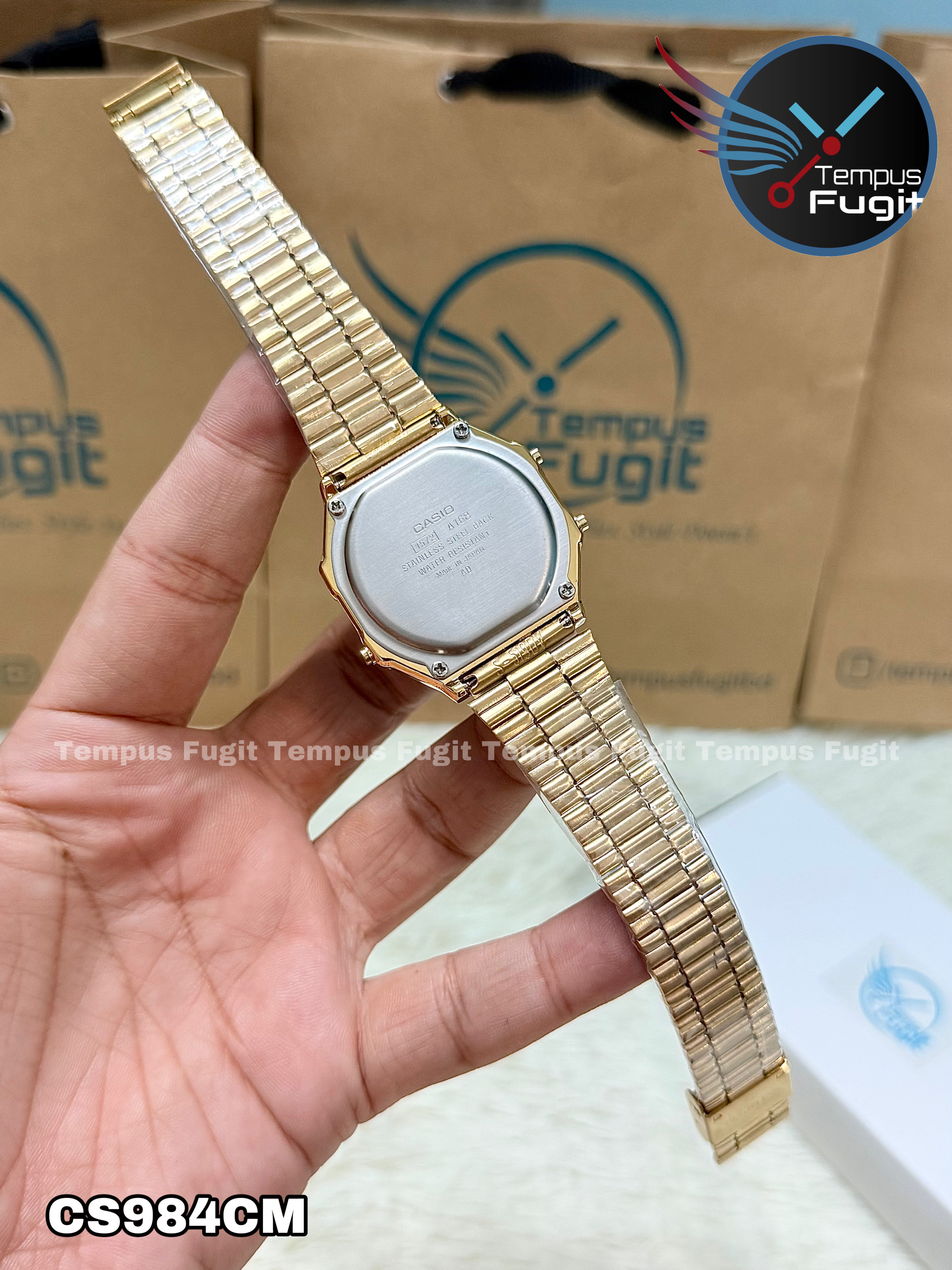 Casio 1572 A168 AAA Grade Unisex Watch- Golden Dial- Golden Bezel- Golden Chain- TF Code CS984CM_img_5
