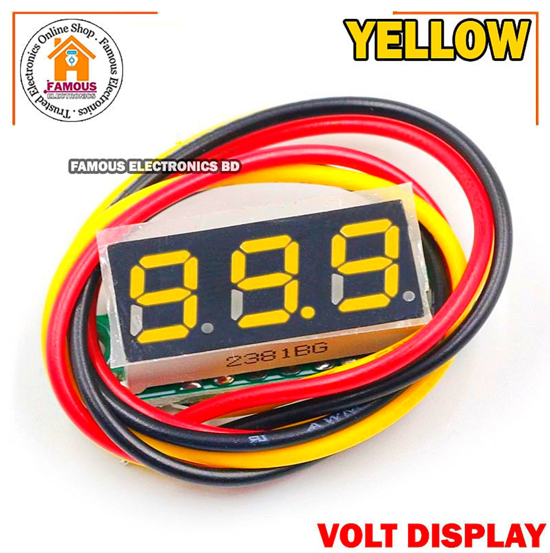 LED Display Mini 0.28 inch DC 0 -100V Digital Voltmeter 100V Volt Panel Indicator Monitor Voltage Meter-1PCS - Compact Digital Voltmeter -Yellow_img_0