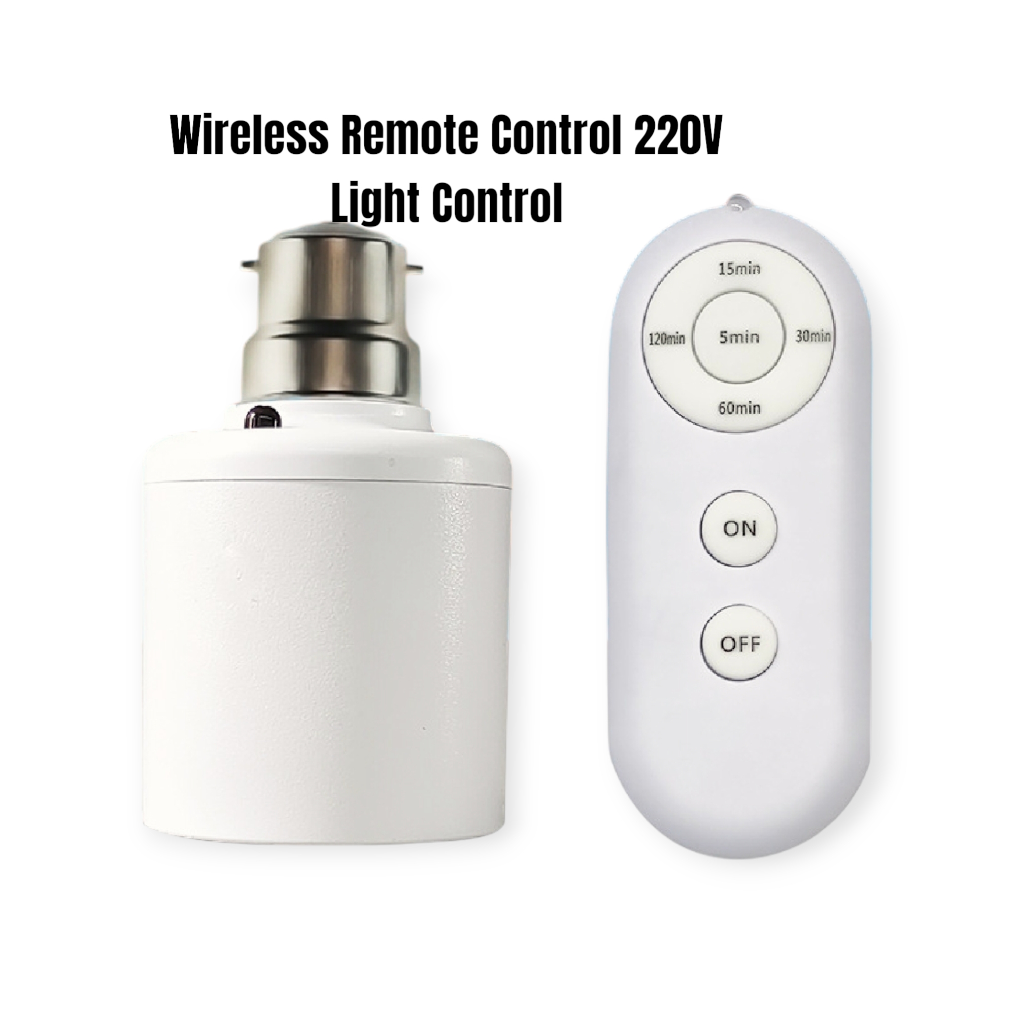 Smart B22 to E27 LED Lamp Holder with Wireless Remote | AC 85–265V | Timer Control | Adjustable Light Socket Converter