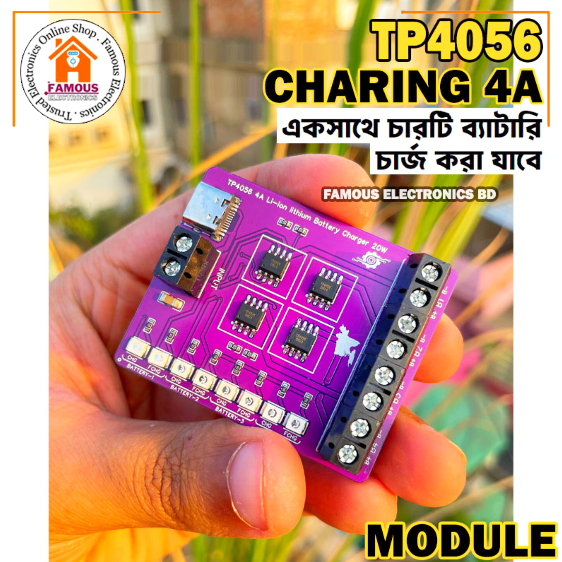 TP4056 4A 20W Li-ion Lithium Battery Charger