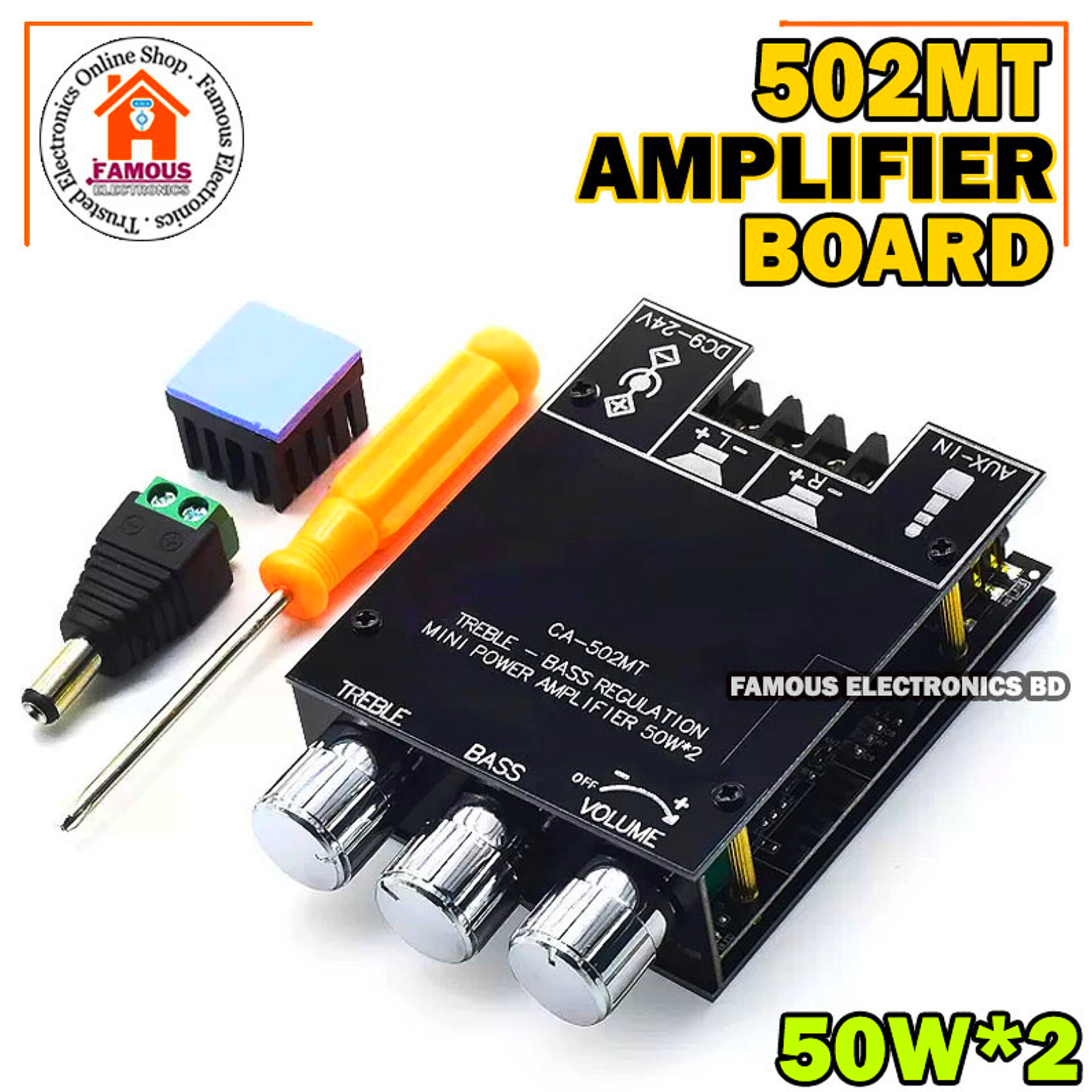 502MT Bluetooth 5.0 Super Base Amplifier Board with Acrylic Box Sell 2.0 Channel 2x50W Power Audio Stereo Amplifier Board AUX Bass Treble AMP similar ZK-502M CA-502MT ZK-502MT