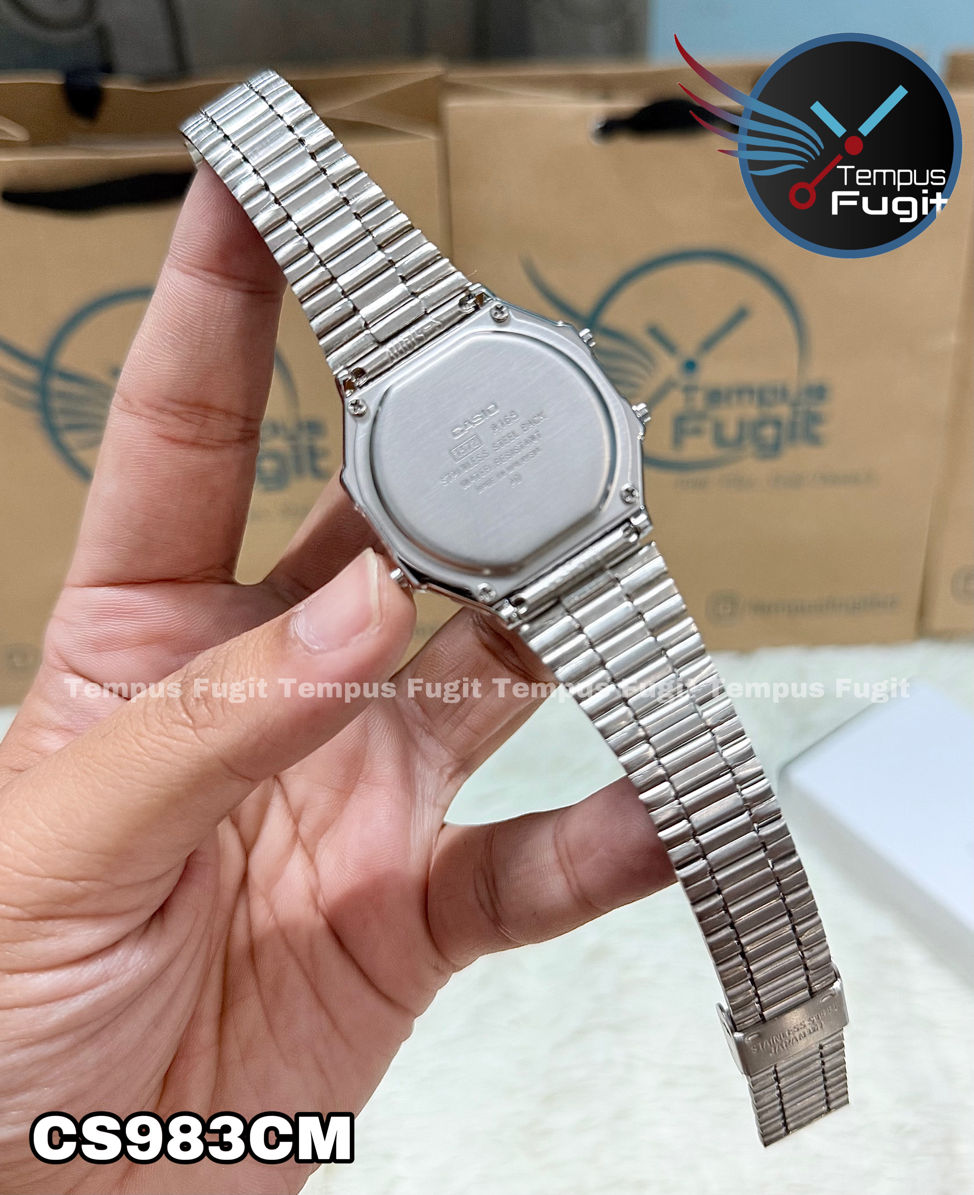 Casio 1572 A168 AAA Grade Unisex Watch- Black Dial- Silver Bezel- Silver Chain- TF Code CS983CM_img_5