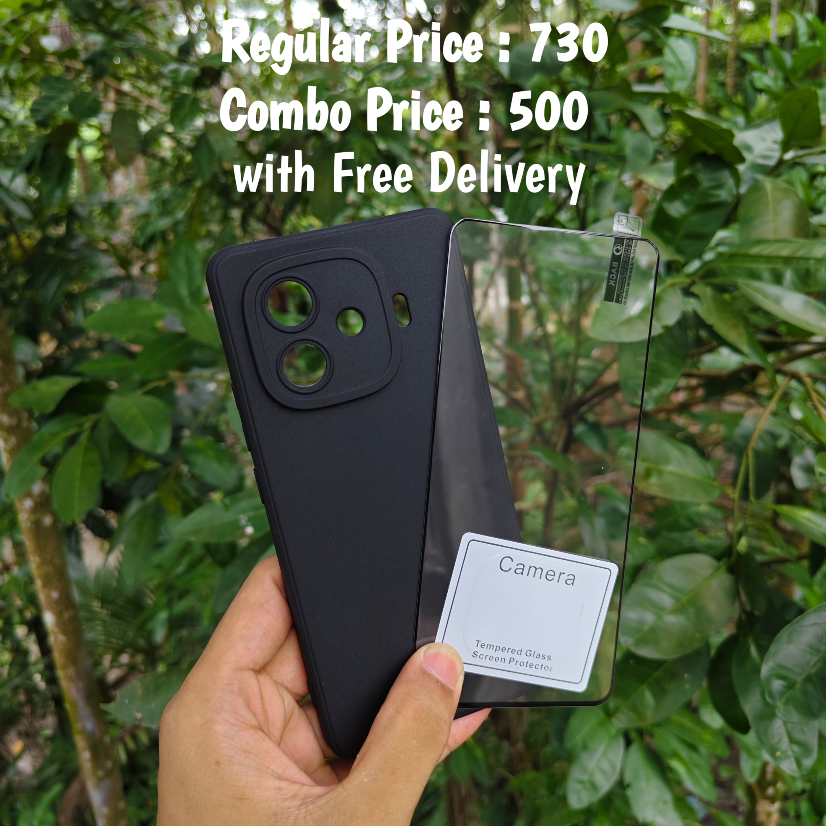 IQOO Z9Turbo combo soft silicone cover + screen protector + camera protector (glass)_img_0