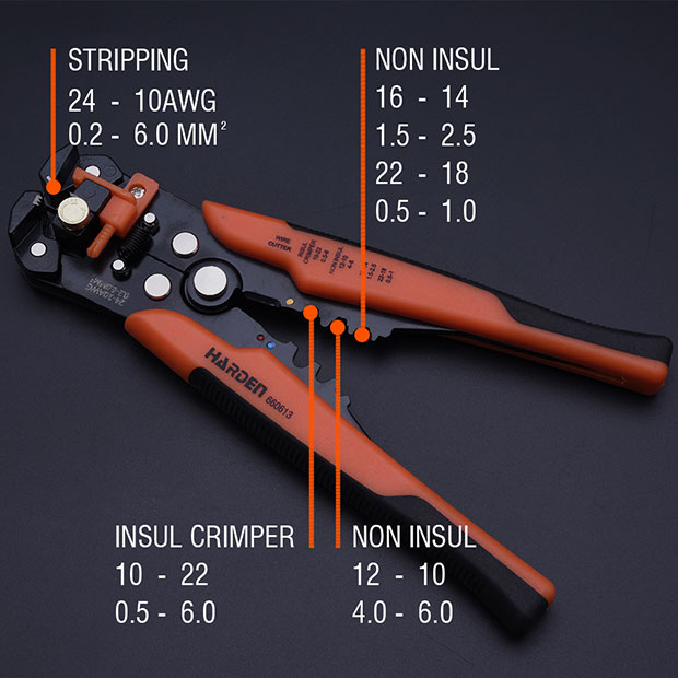 HARDEN 660613 Automatic Wire Stripper, 6", 0.2 - 6 mm2,  Automatic Cable Wire Stripper Crimping Plier Self Adjusting Crimper For Electrician Crimping_img_4