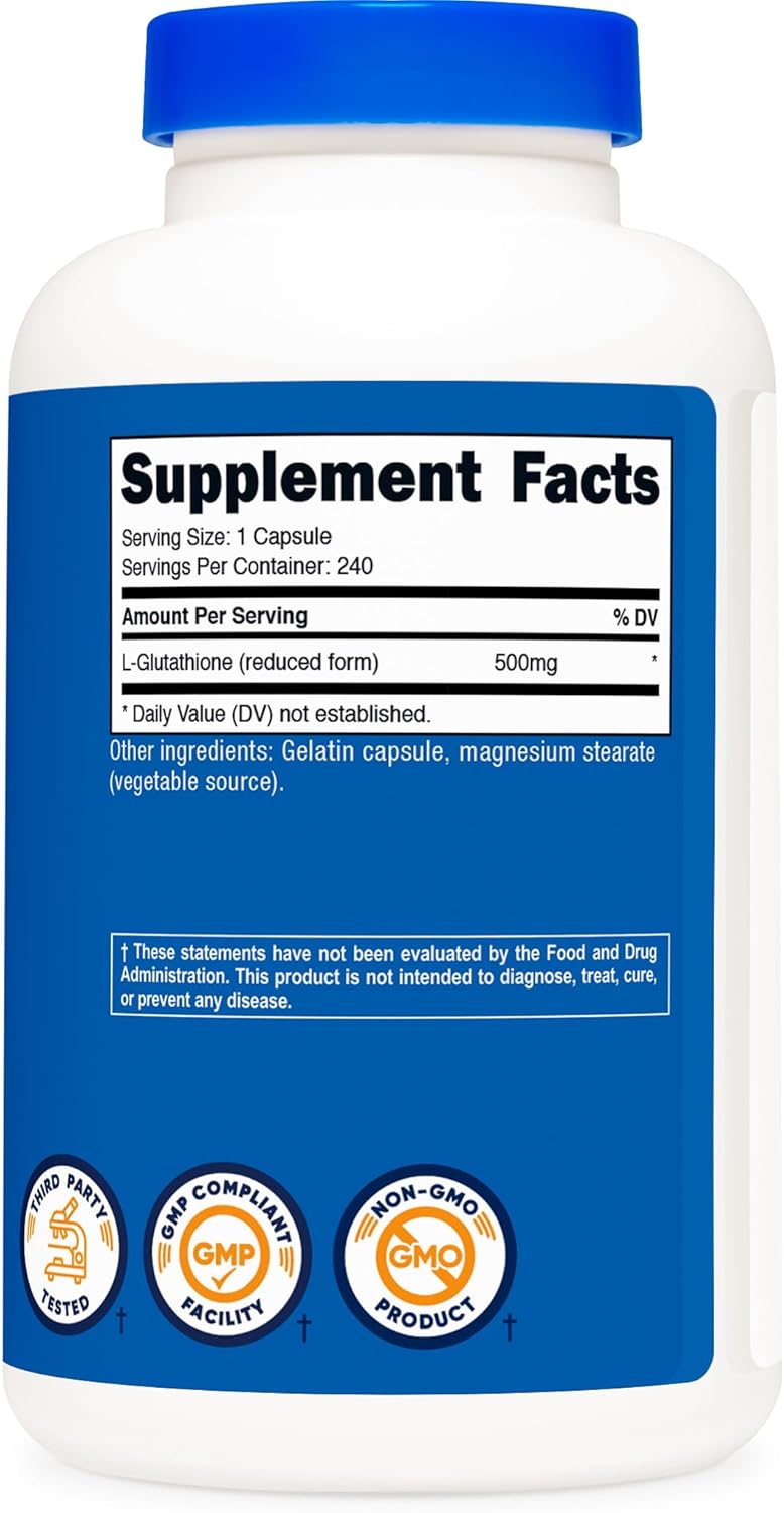 Nutricost Glutathione 500mg - 240 Capsules - Made in USA_img_1