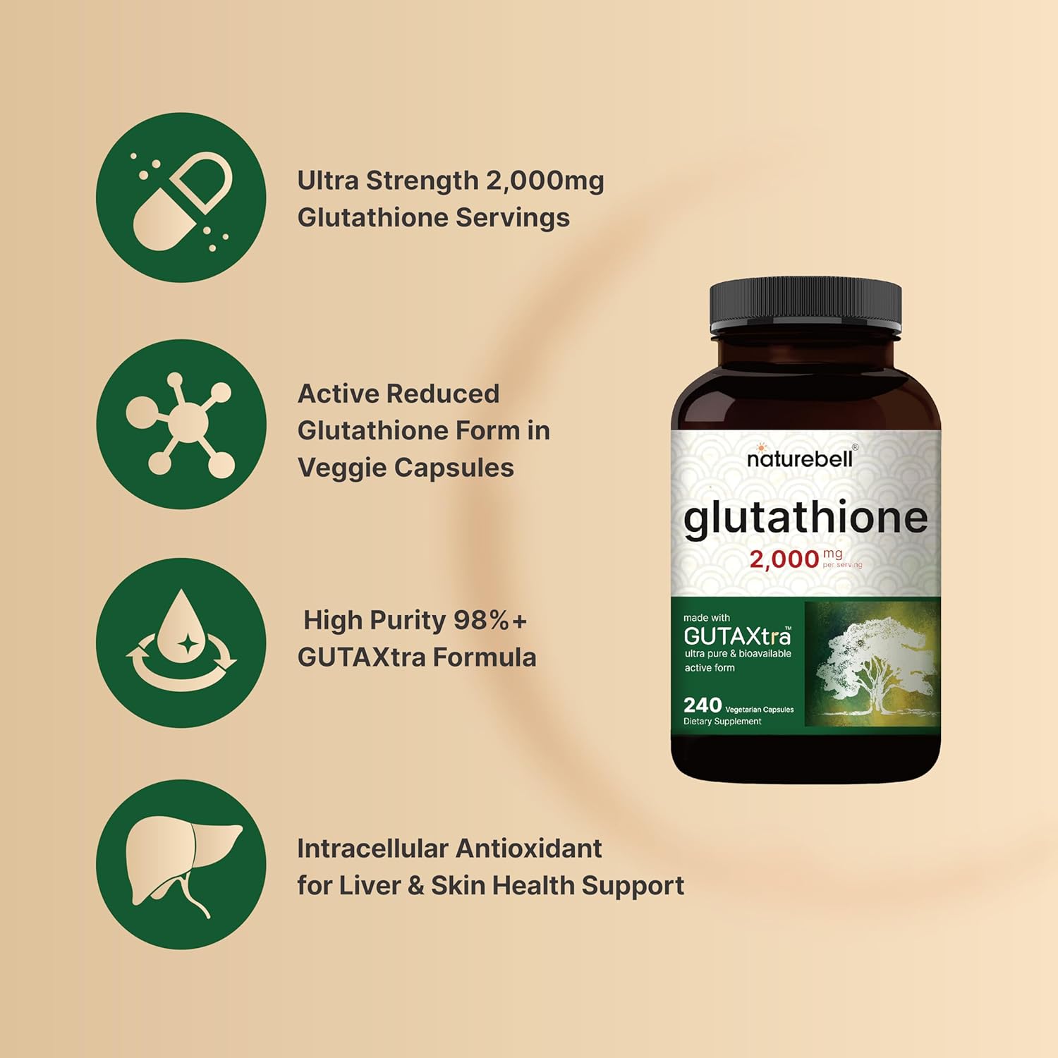 NatureBell Glutathione 2000mg - 240 Capsules - Made in USA_img_4