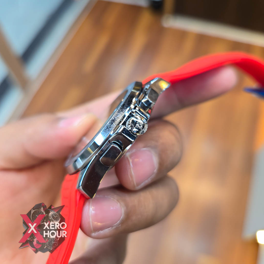 Patek philippe Aquanaut | Silicon Strap | AA Grade | Red Strap Black dial_img_3