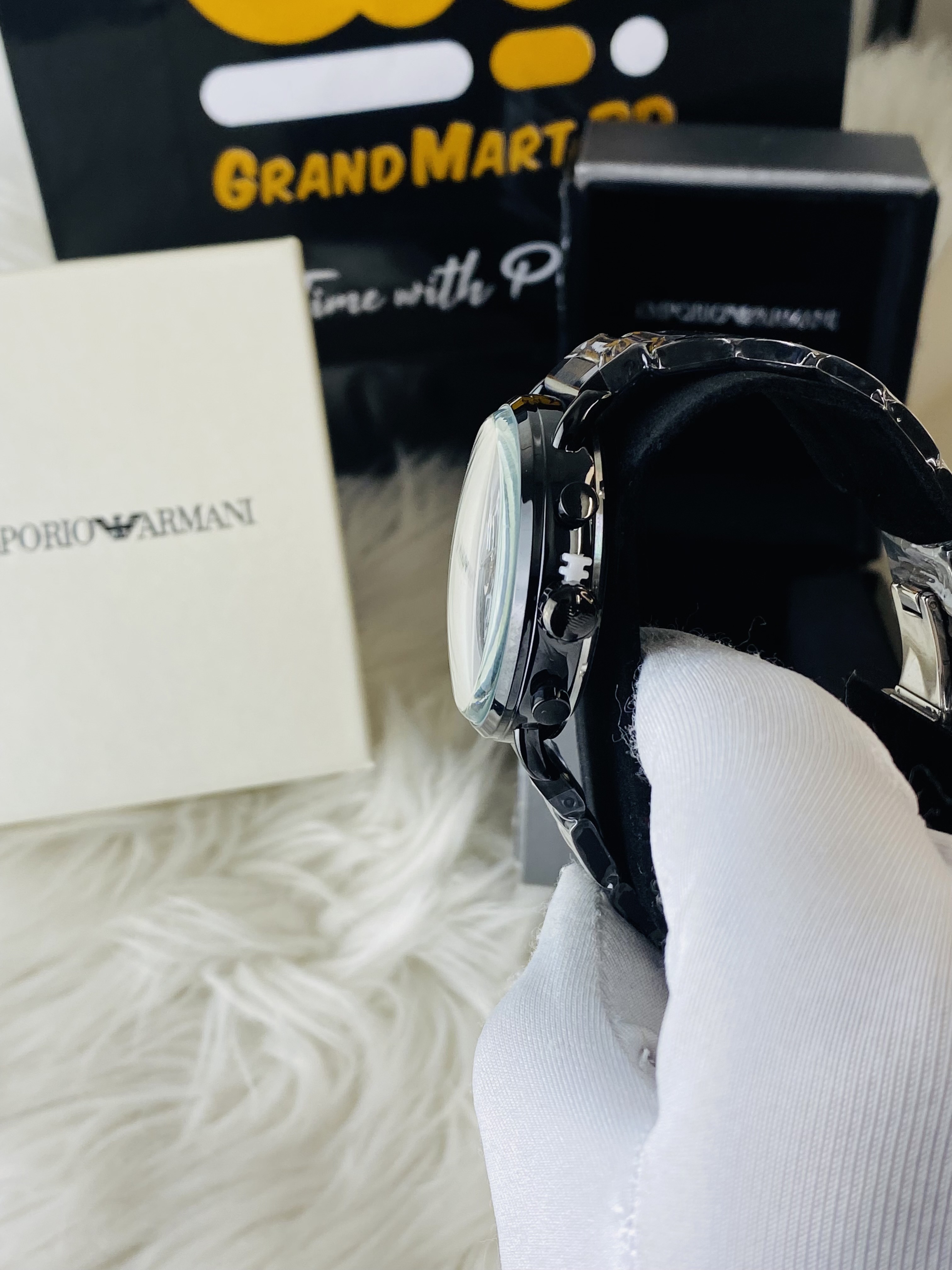 Armani Oval || Full black watch_img_1