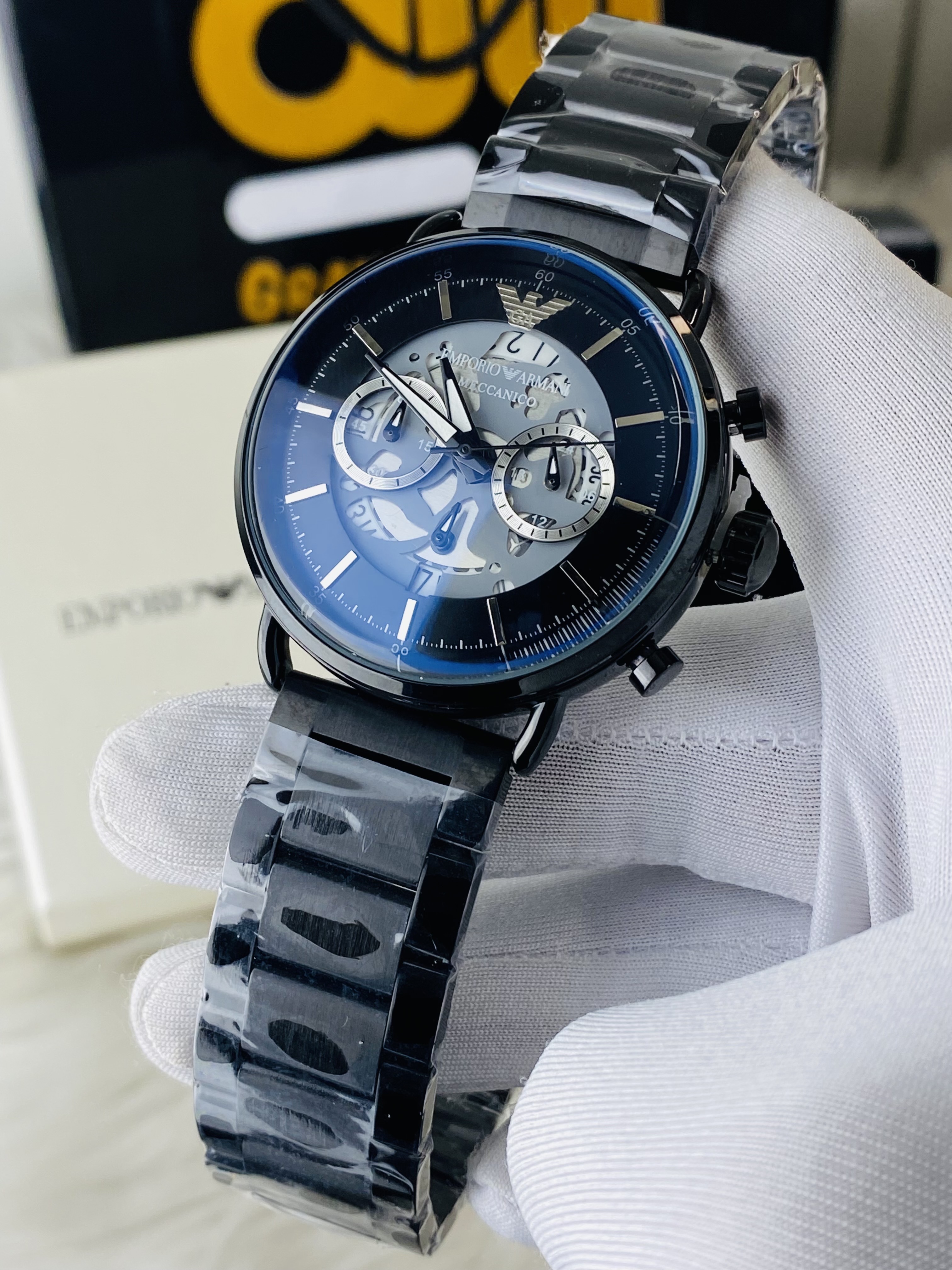 Armani Oval || Full black watch_img_2