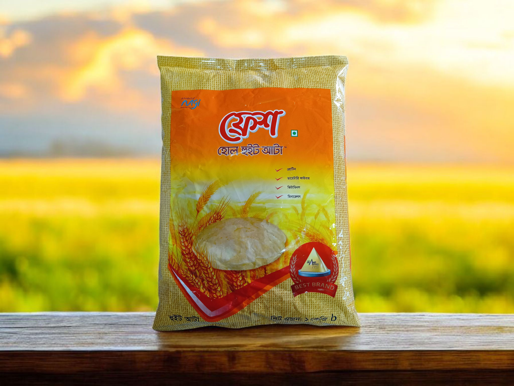 ফ্রেশ হোল হুইট আটা /লাল আটা(Whole Wheat Atta)- 1kg