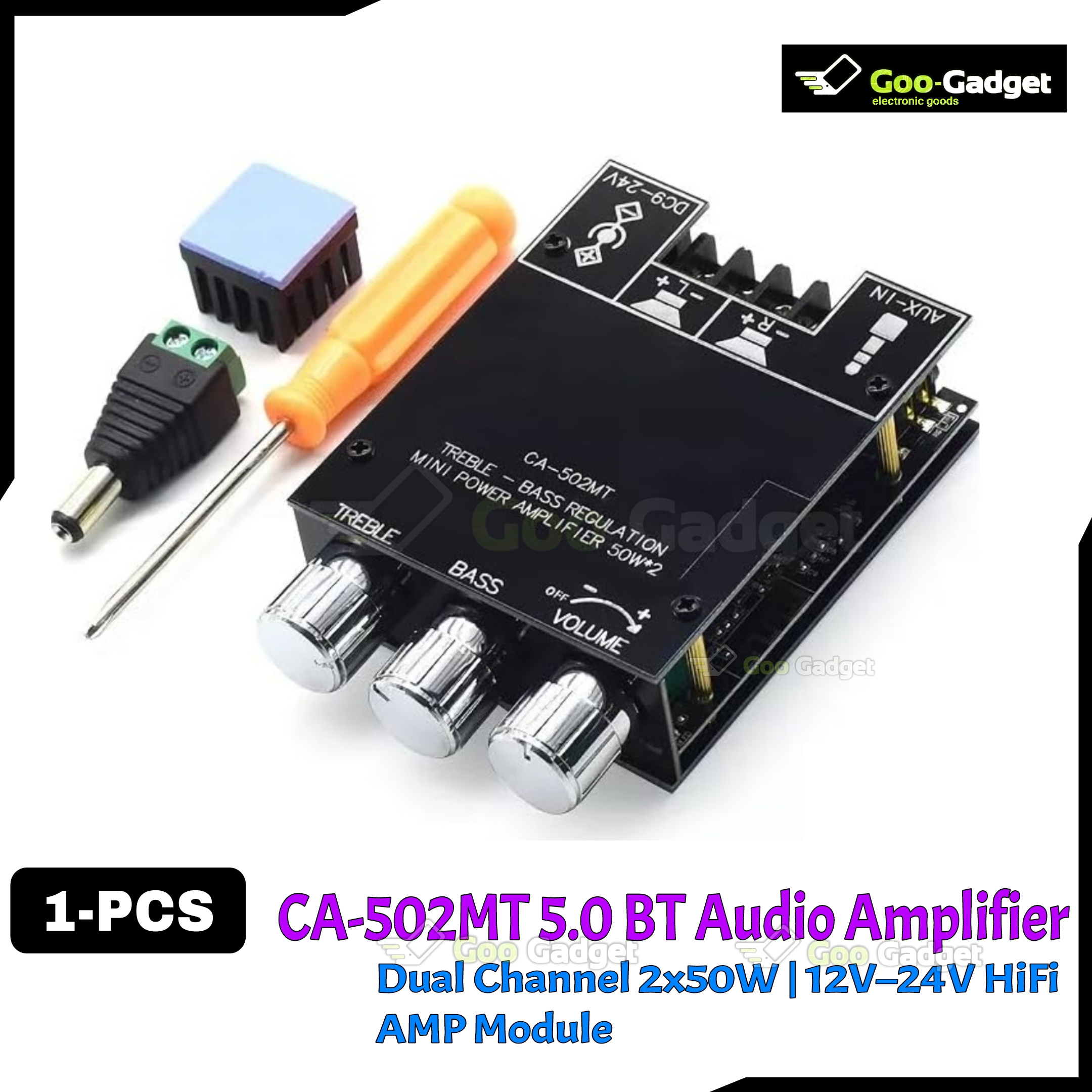 CA-502MT 5.0 Bluetooth Digital Audio Amplifier Board | Dual Channel 2x50W | 12V–24V HiFi AMP Module
