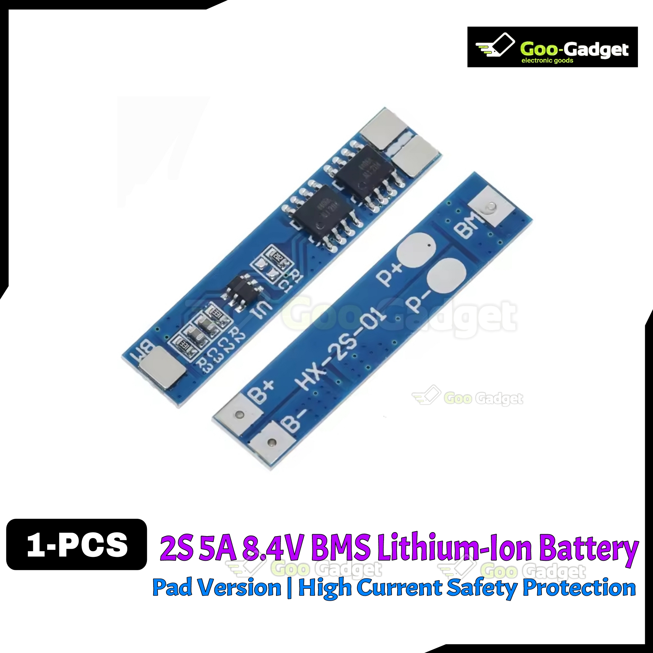 2S 5A BMS 18650 Lithium Battery Protection Board | 7.4V–8.4V Charger BMS Module | Pad Version | High Current Safety Protection