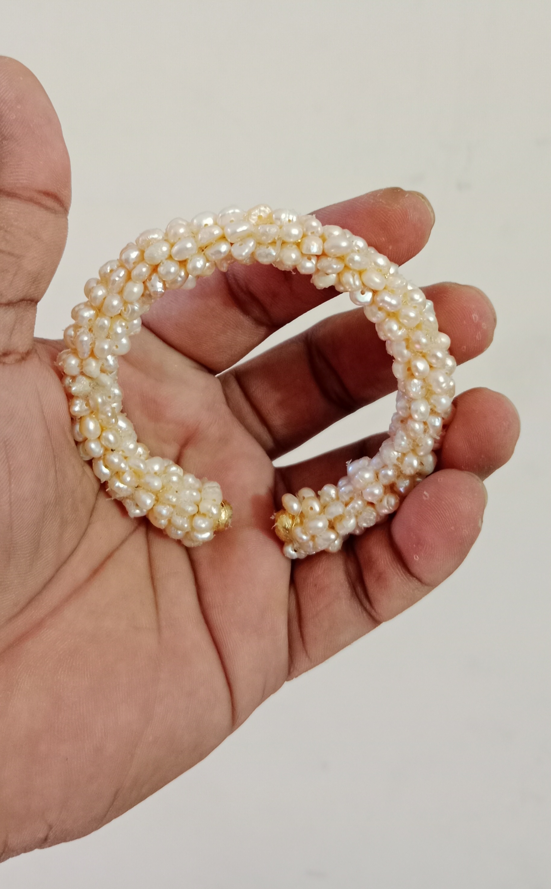 Premium Quality 0 Size Pink Pearl Adjustable Bangle Cum Bracelet, 1PCS_img_5