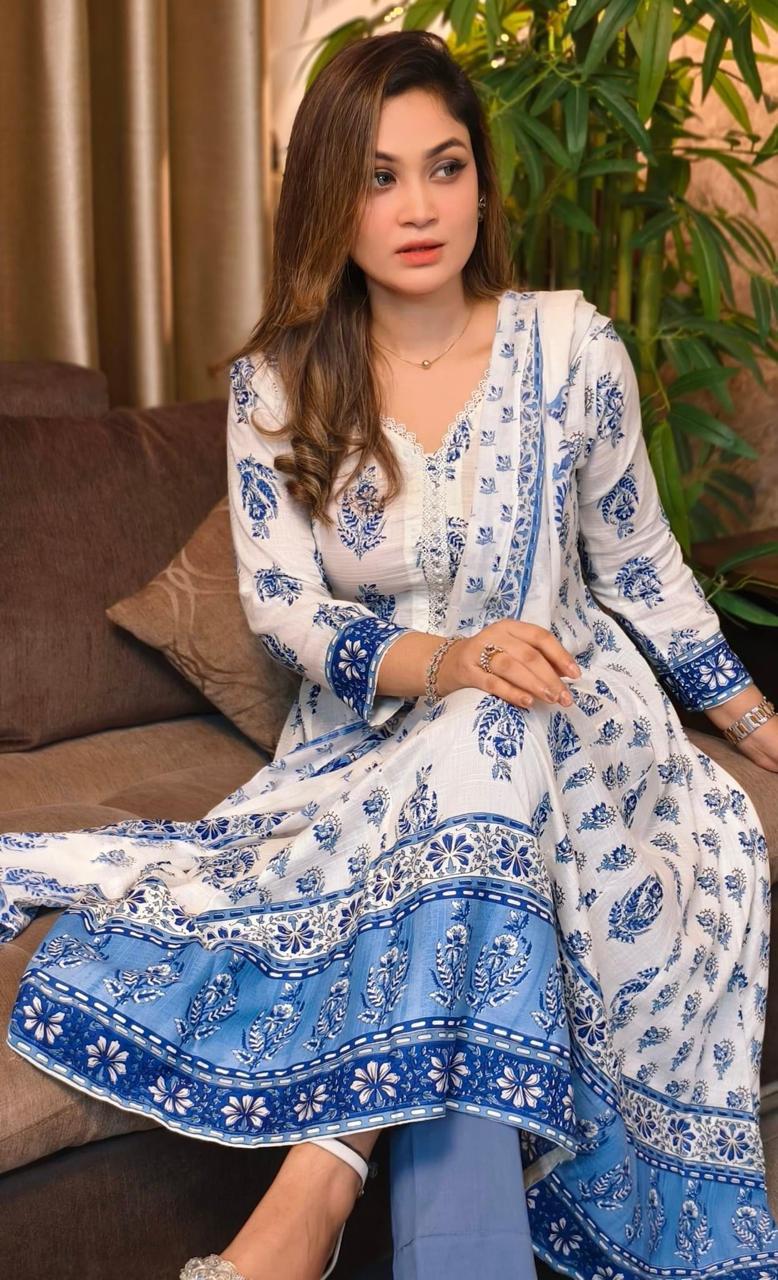 Most Exclusive Demanding Collection Cotton Gown 3 piece_img_5