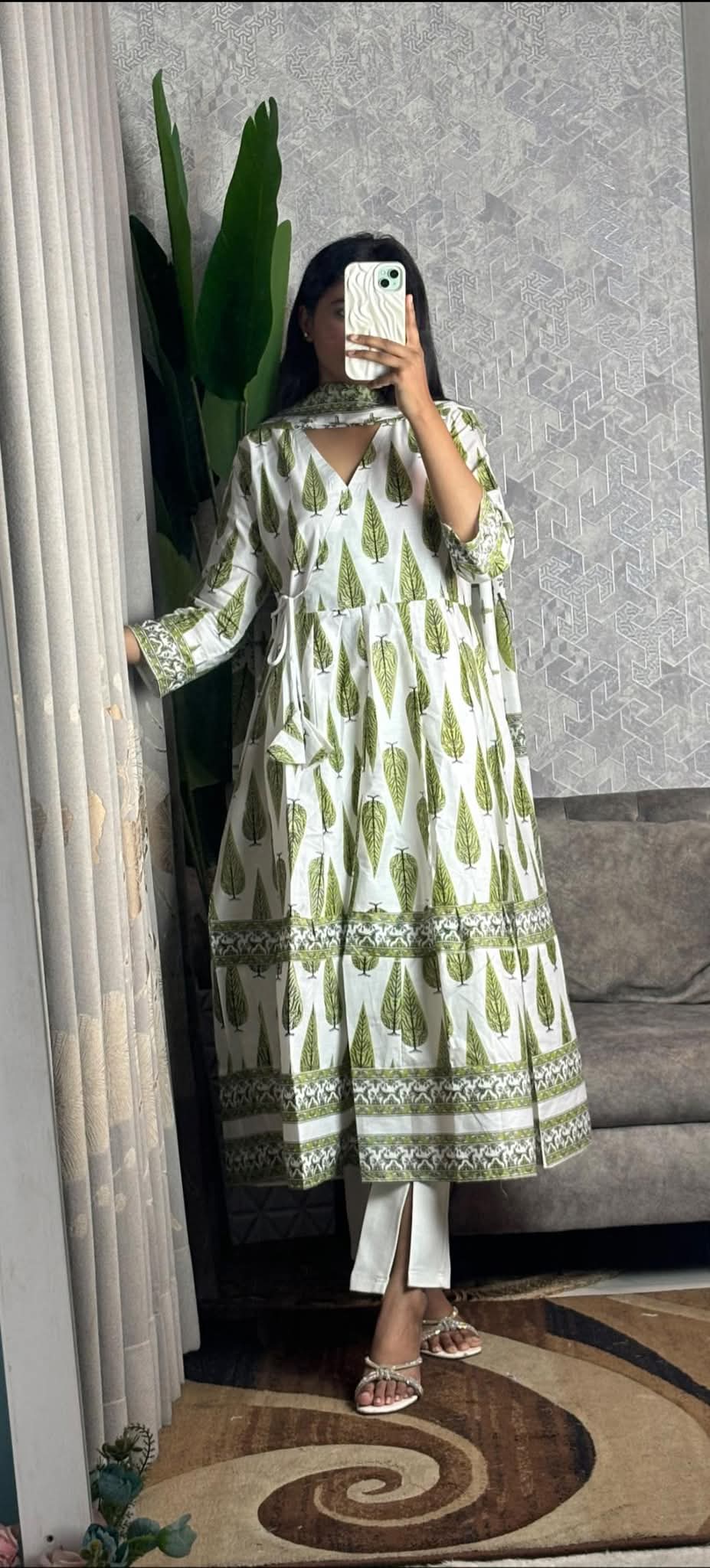 নিউ ব্লক স্কিন প্রিন্টেড পিওর কটন আনারকলি গাউন টু-পিস_img_2