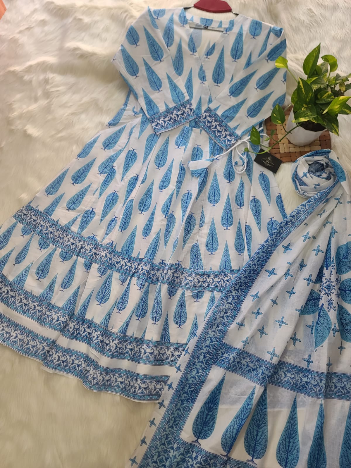 নিউ ব্লক স্কিন প্রিন্টেড পিওর কটন আনারকলি গাউন টু-পিস_img_5