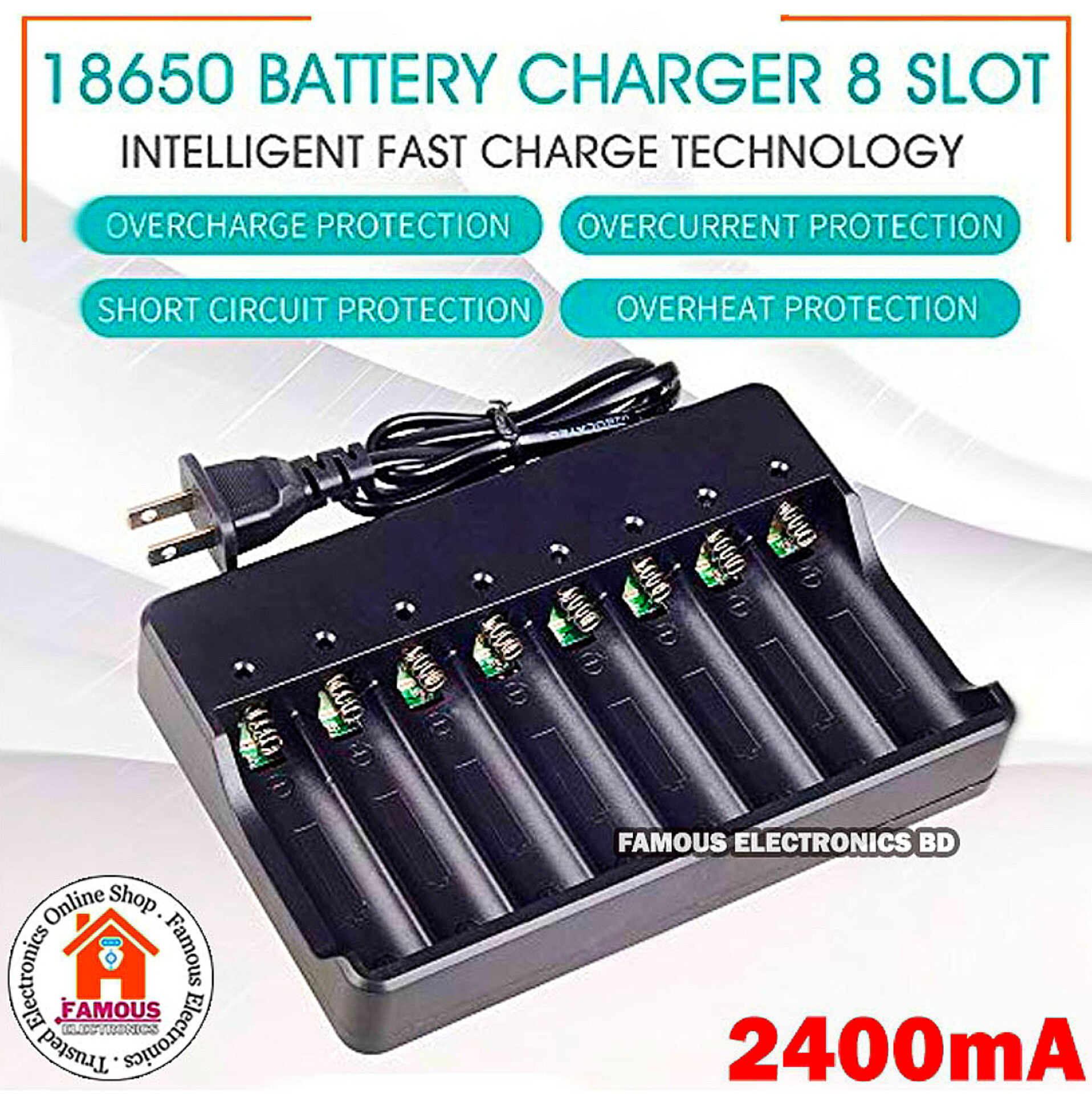 18650 Battery Charger 8 Slots for Rechargeable Batteries and Universal Smart Battery Charger for 18650 18500 18350 Li-Ion Intellicharge Charger 8 Bay (Battery Not Included)_img_2
