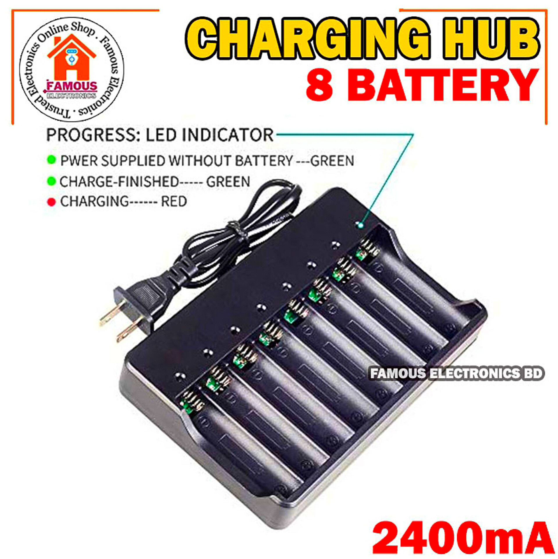 18650 Battery Charger 8 Slots for Rechargeable Batteries and Universal Smart Battery Charger for 18650 18500 18350 Li-Ion Intellicharge Charger 8 Bay (Battery Not Included)_img_4