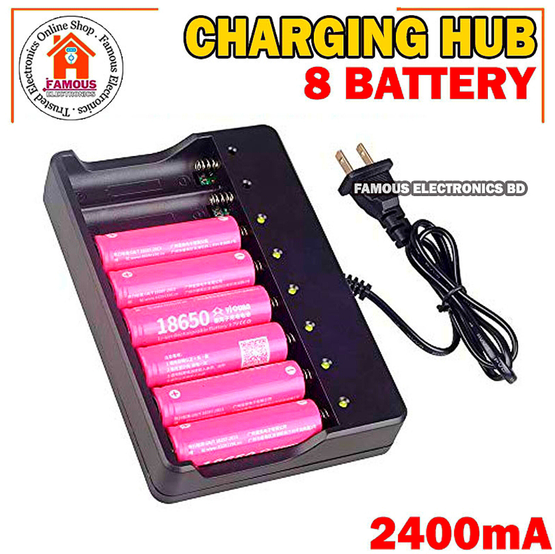 18650 Battery Charger 8 Slots for Rechargeable Batteries and Universal Smart Battery Charger for 18650 18500 18350 Li-Ion Intellicharge Charger 8 Bay (Battery Not Included)_img_1