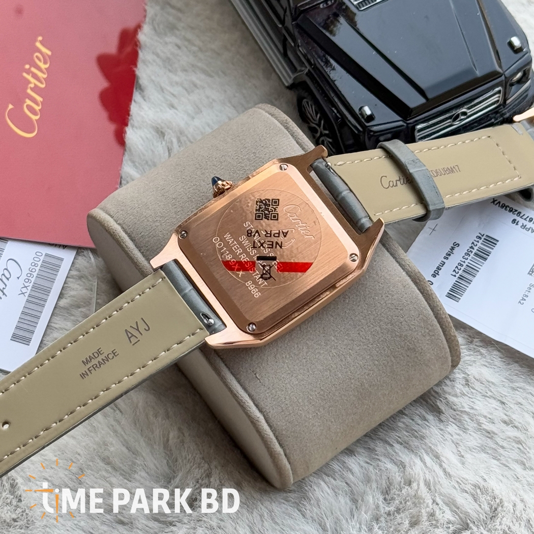 Cartier Santos | Master Grade | Rose gold white dial | Green grey belt | japan movement_img_2