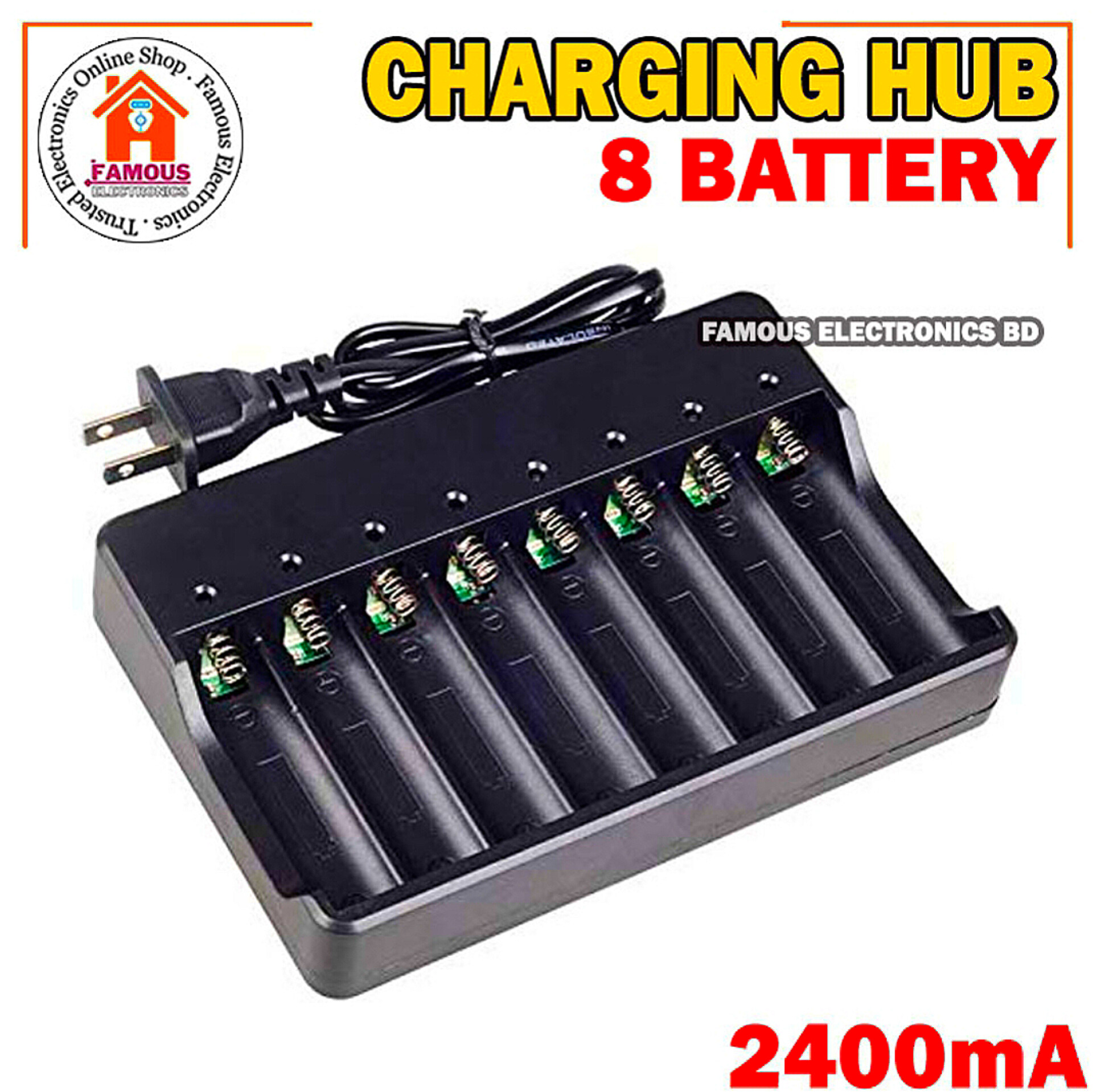 18650 Battery Charger 8 Slots for Rechargeable Batteries and Universal Smart Battery Charger for 18650 18500 18350 Li-Ion Intellicharge Charger 8 Bay (Battery Not Included)