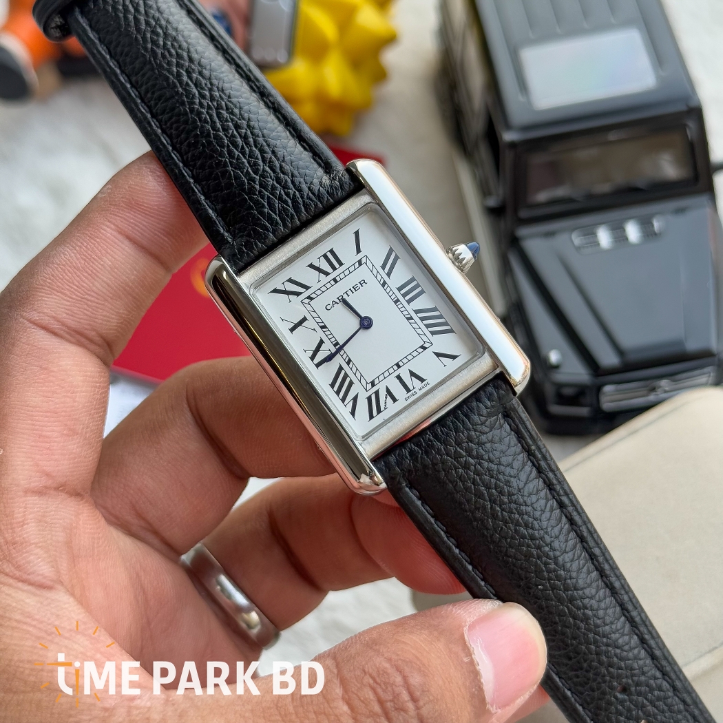 Cartier Tank | Master Grade | japan movement | Quartz movement  Black belt silver dial_img_3