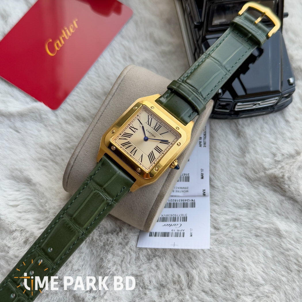 Cartier Santos | Master Grade Japan Movement | Quartz Movement | Sunflorwer Body White dial | Green belt