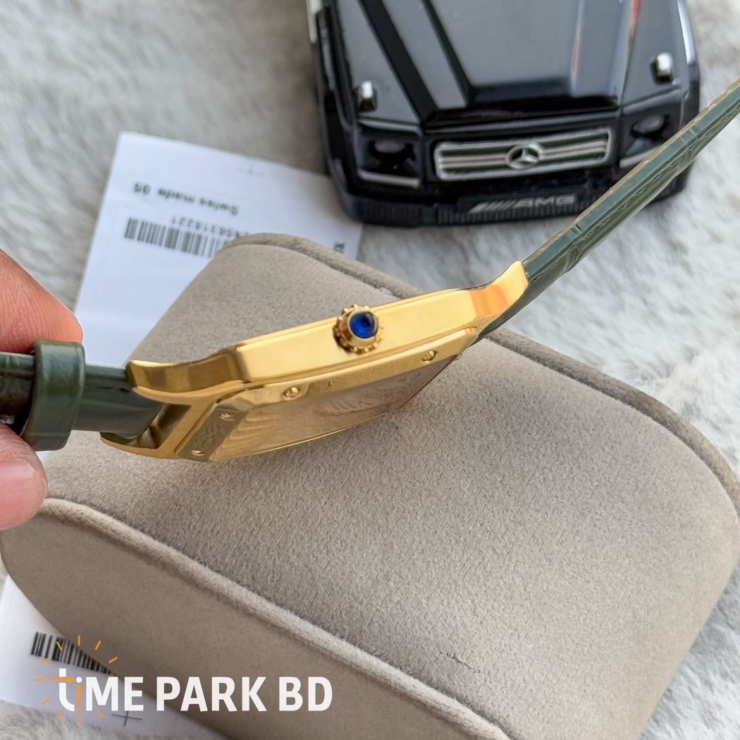 Cartier Santos | Master Grade Japan Movement | Quartz Movement | Sunflorwer Body White dial | Green belt_img_1