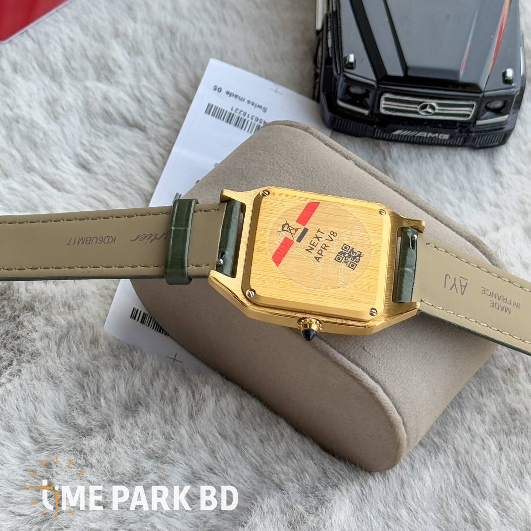 Cartier Santos | Master Grade Japan Movement | Quartz Movement | Sunflorwer Body White dial | Green belt_img_2