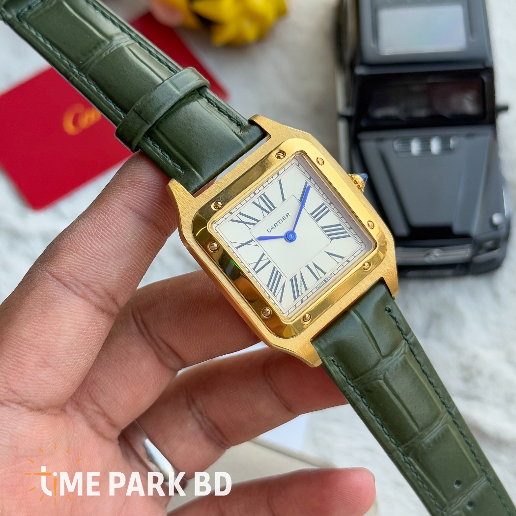 Cartier Santos | Master Grade Japan Movement | Quartz Movement | Sunflorwer Body White dial | Green belt_img_4